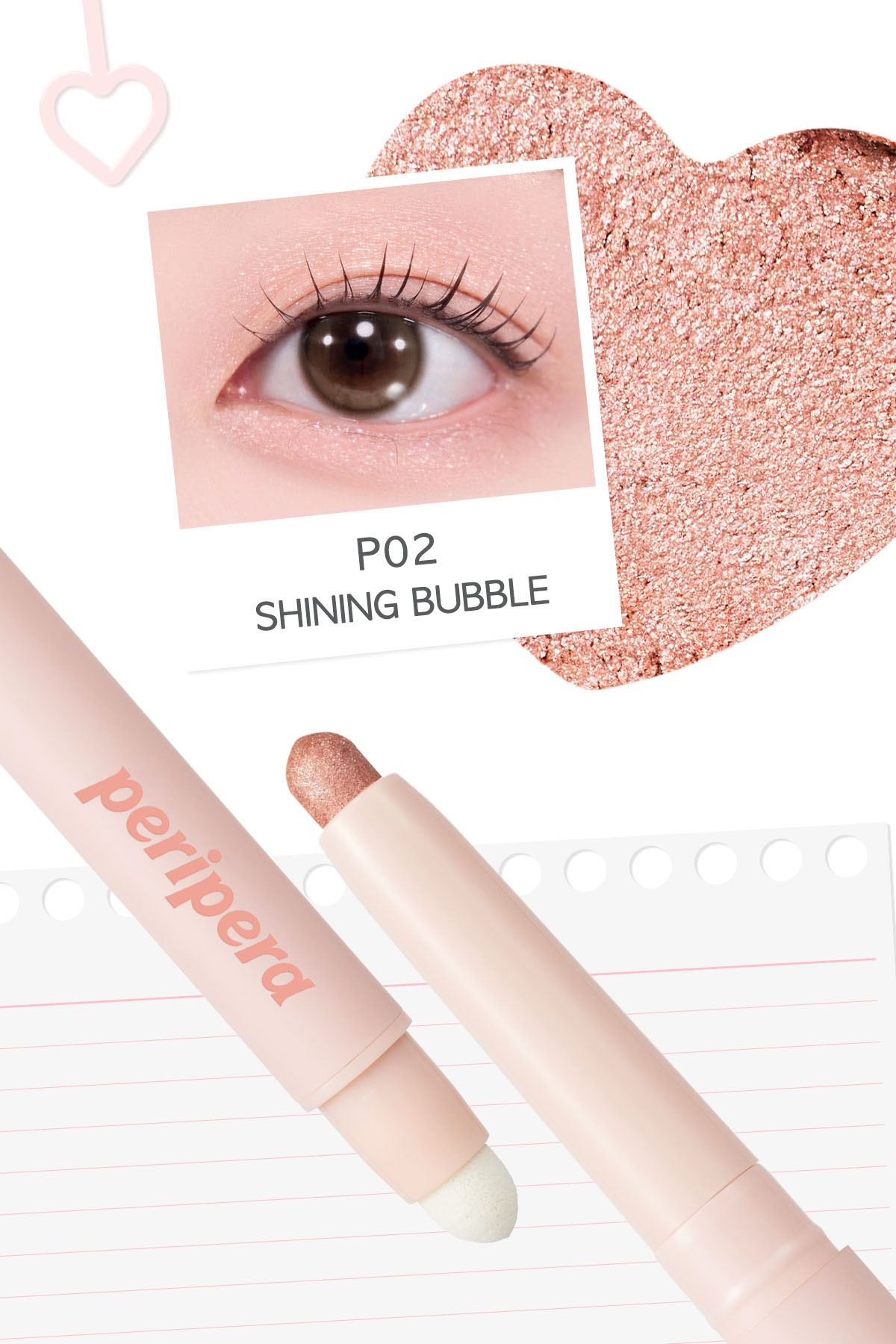 PERIPERA-Easily Applied Pen Shadow Mood in Shade Eye Stick Without Clumping (P02Shining Bubble) 2