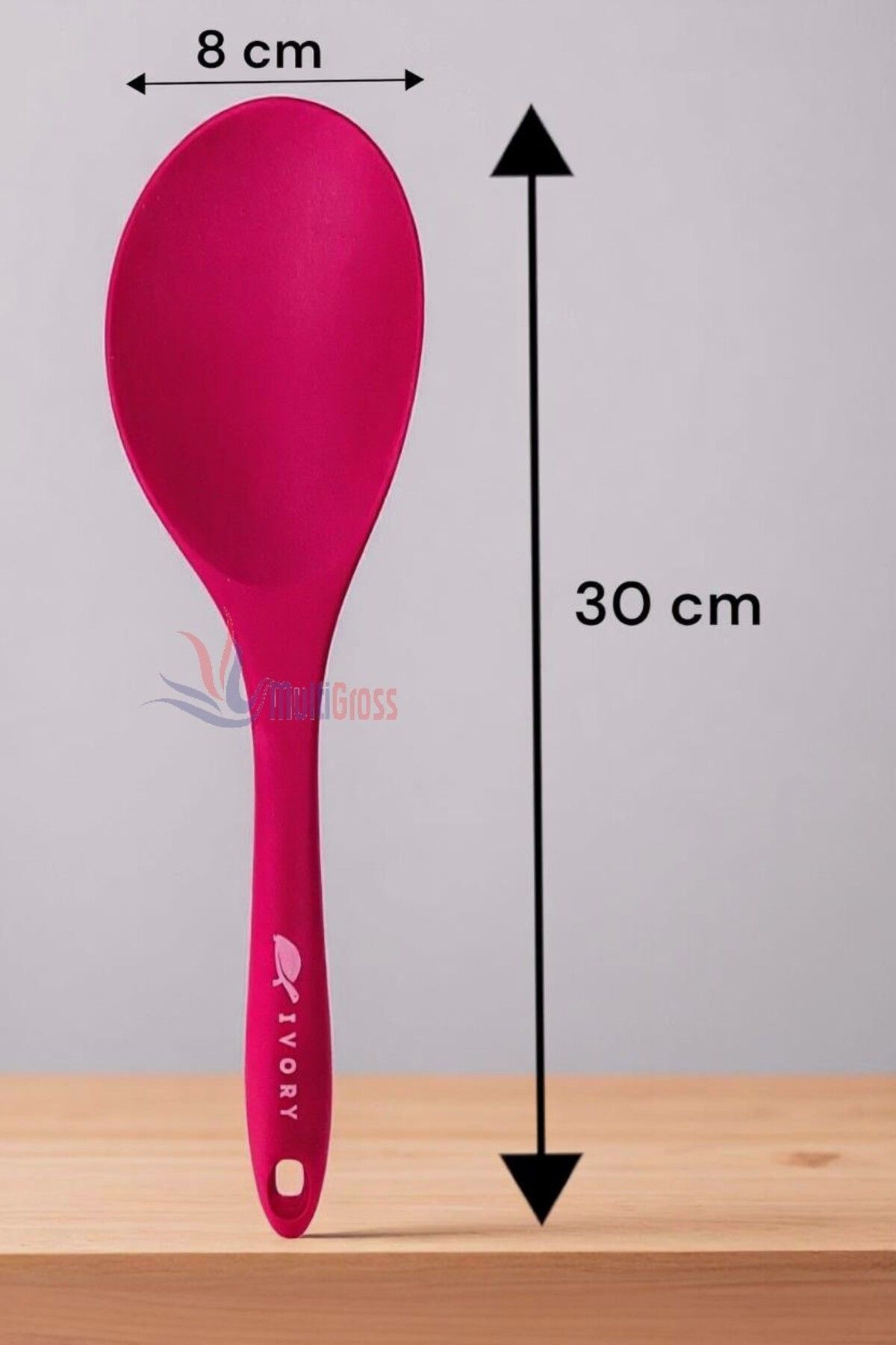 Multiamo-Heat Resistant Silicone Colander Ladle Spatula Spoon Set (30-28-22-20 cm) 7 Pieces 7
