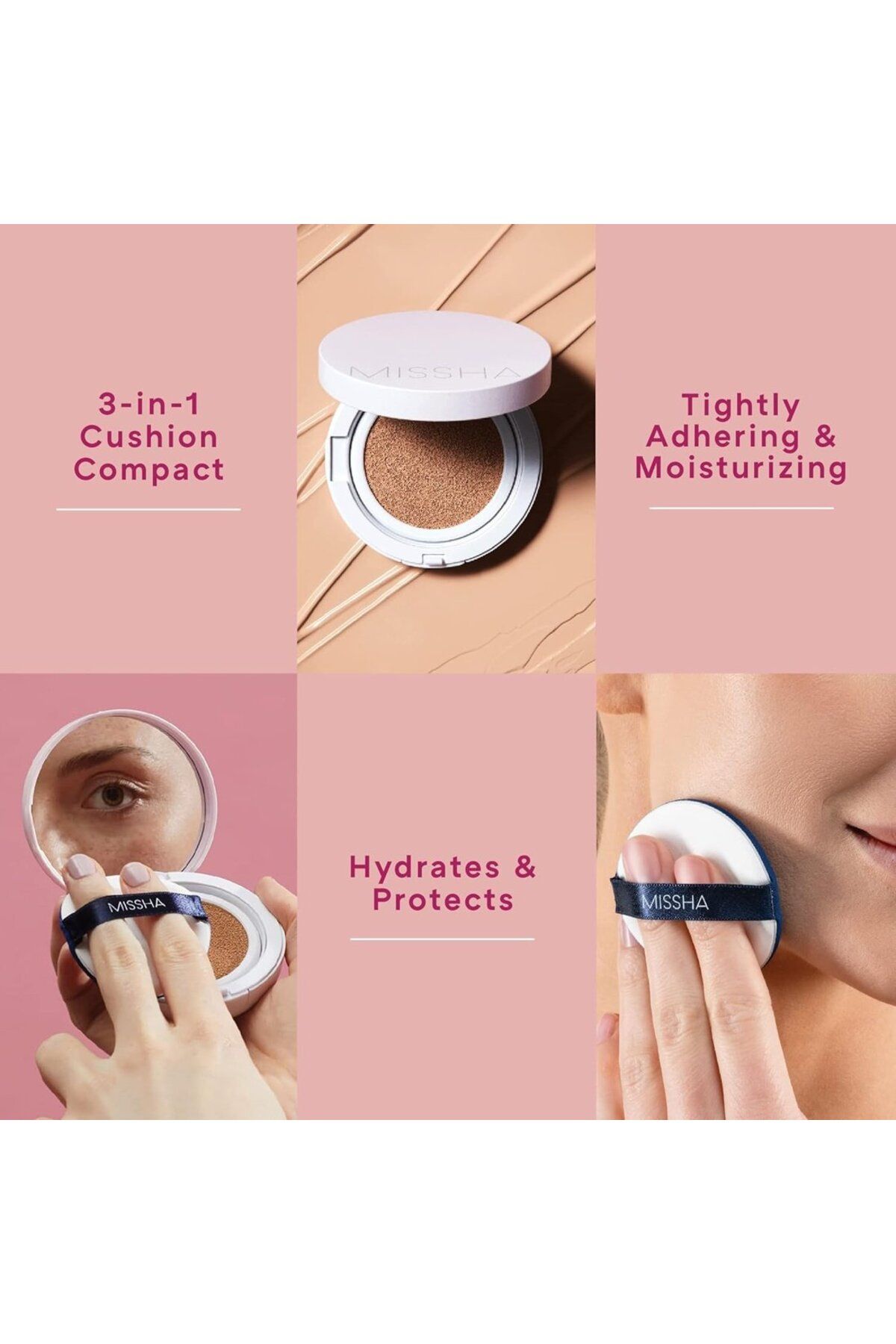 Missha-Fond de ten Magic Cushion Moist Up 23 Bej Mediu Neutru, 15g 3