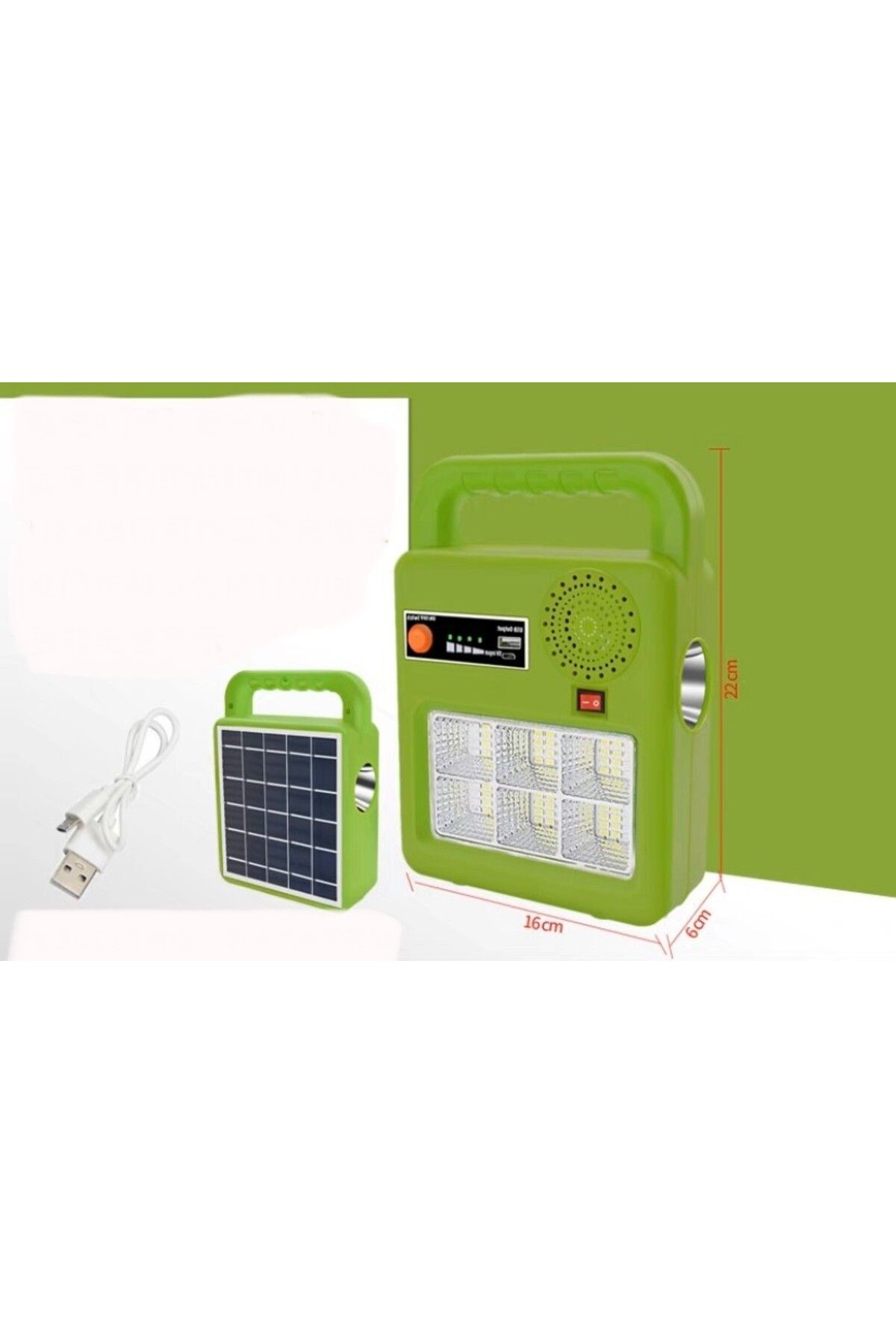 SAndowi-Portable solar kit-Flashlight, speaker, USB output port green 4