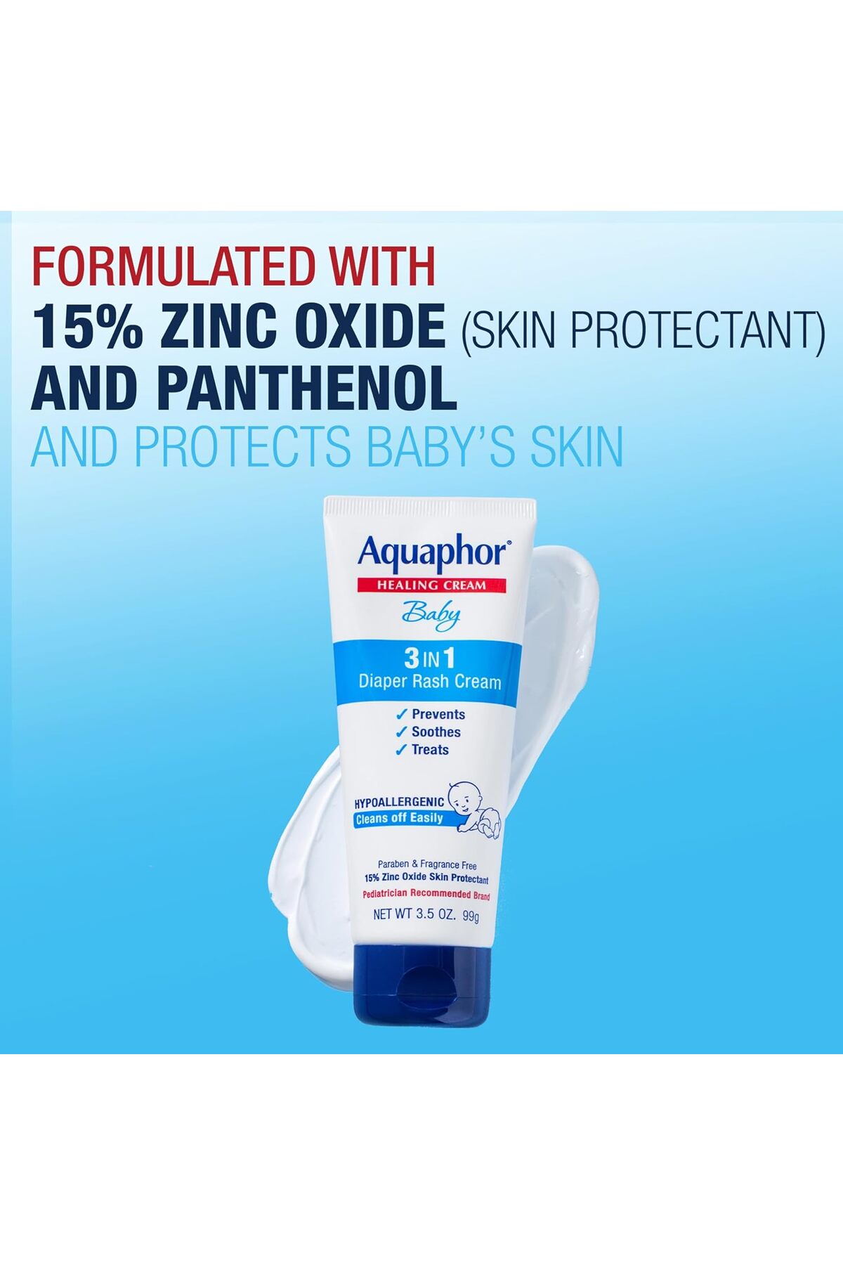 Aquaphor Baby Diaper Rash Cream 3in1 Diaper Rash Relief Bebek 3'ü 1 Arada Pişik Giderici Krem 3.5 oz 99gr USA fotoğrafı 2 (önizleme)