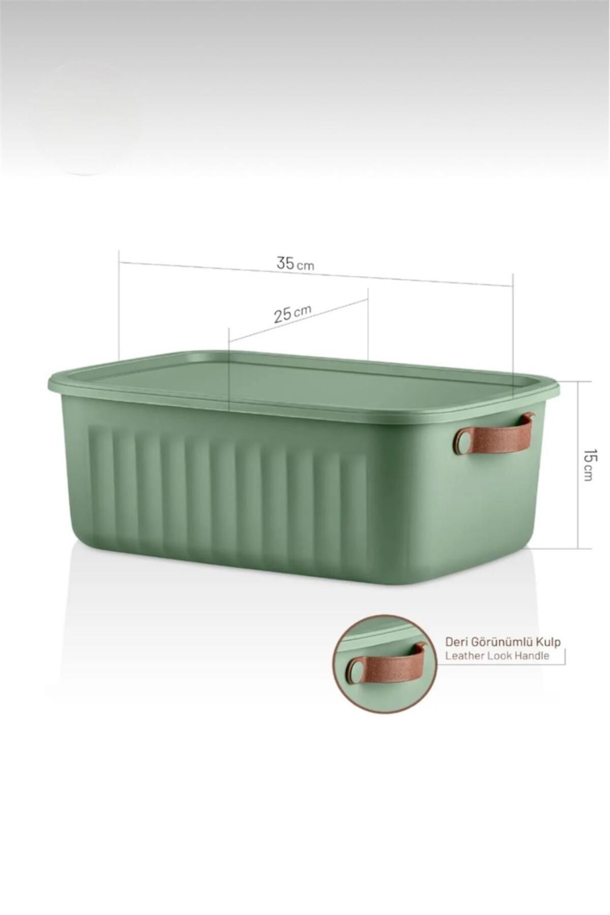 Bayev-4-Piece Green 10 Lt Boxsis Set Multi-Purpose Box with Lid Closet Organizer Organizer - Hobby Box 2