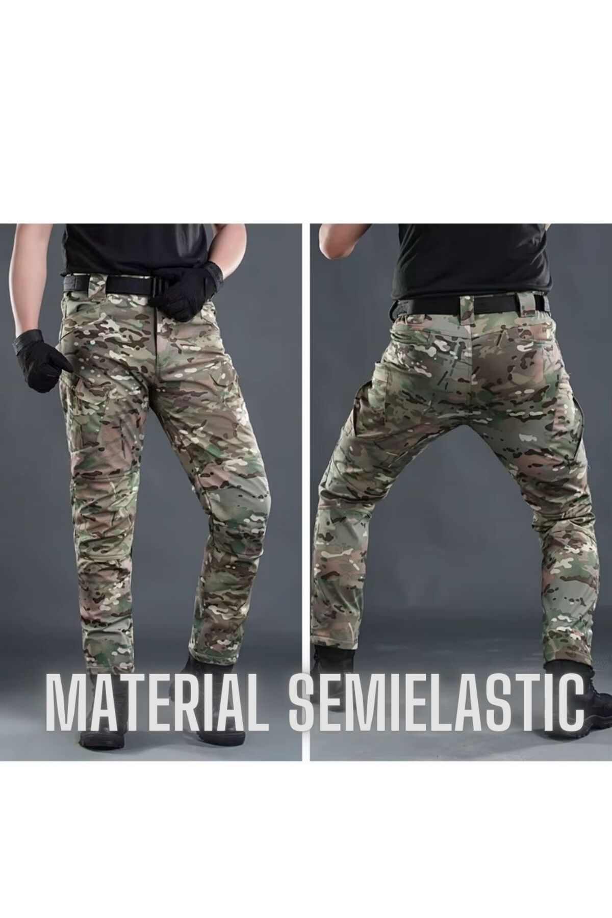 Hipolar-Multicam Camouflage Softshell Tactical Pants, with Adjustable Belt, Multiple Pockets 3