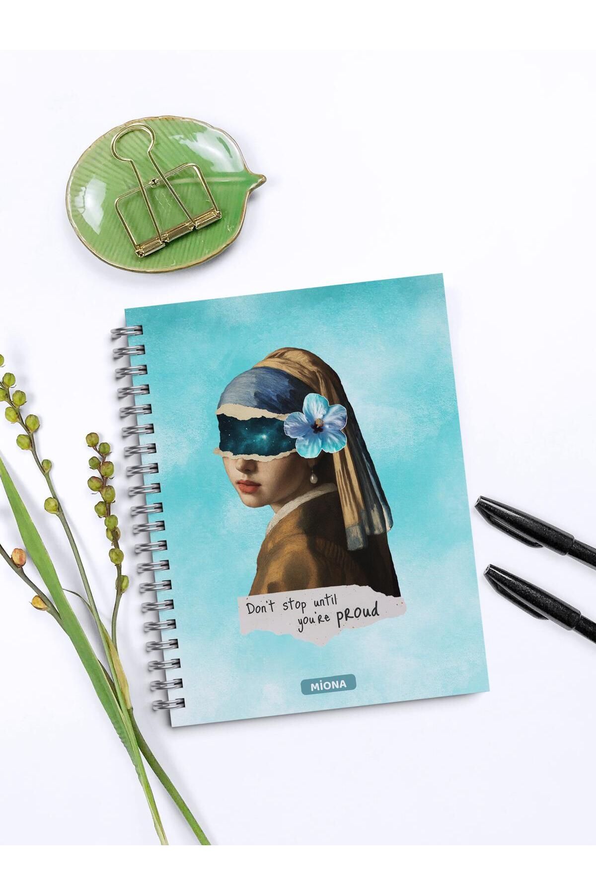 Miona-A5 Spiral School Notebook 120 Sheets Set of 4 Turquoise Themed 2 Lines - 2 Checkered, Notebook 3