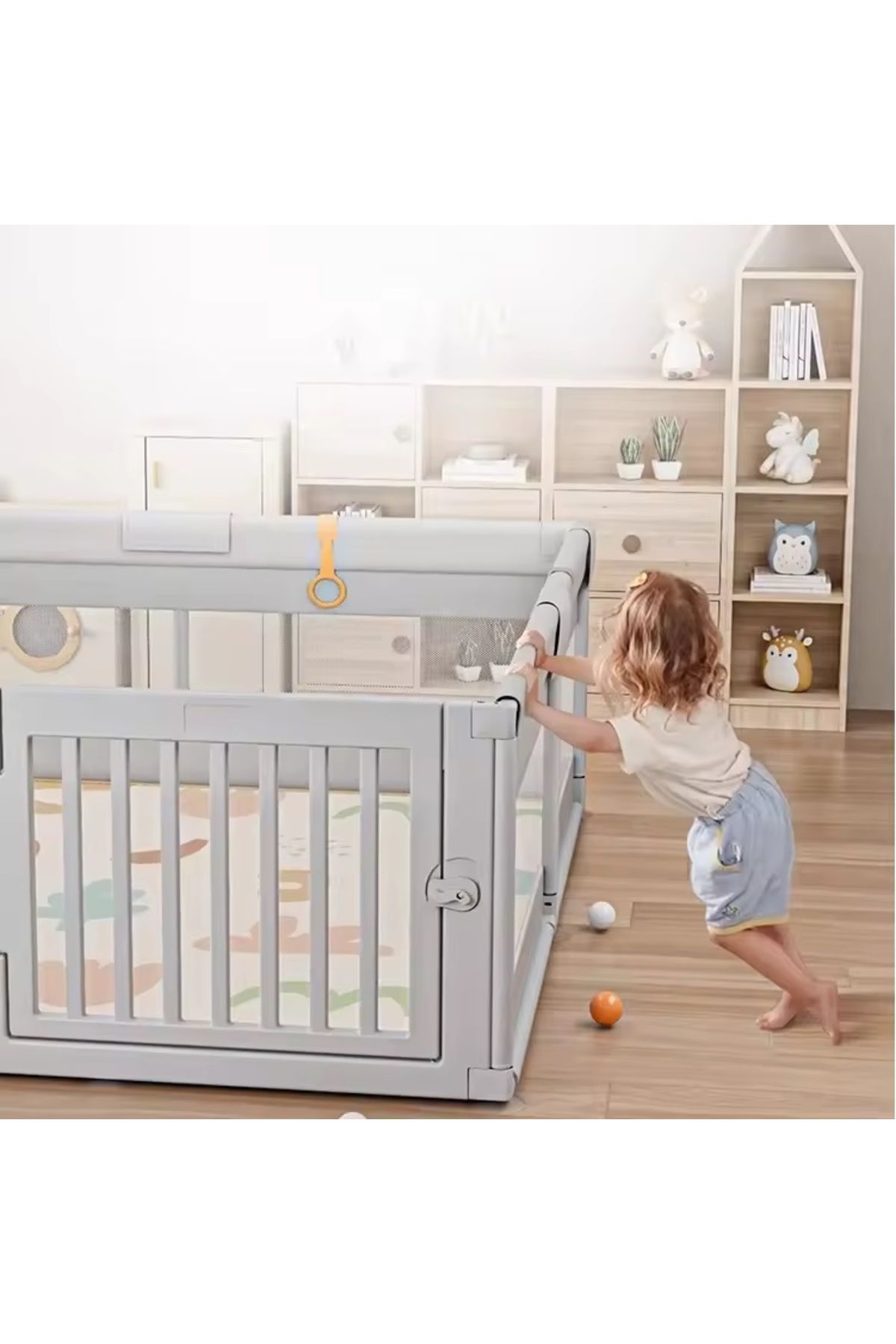 Nichiduta-Playpen 120 x 180 cm, with metal frame, mesh walls 65 cm high, with access gate, c 6