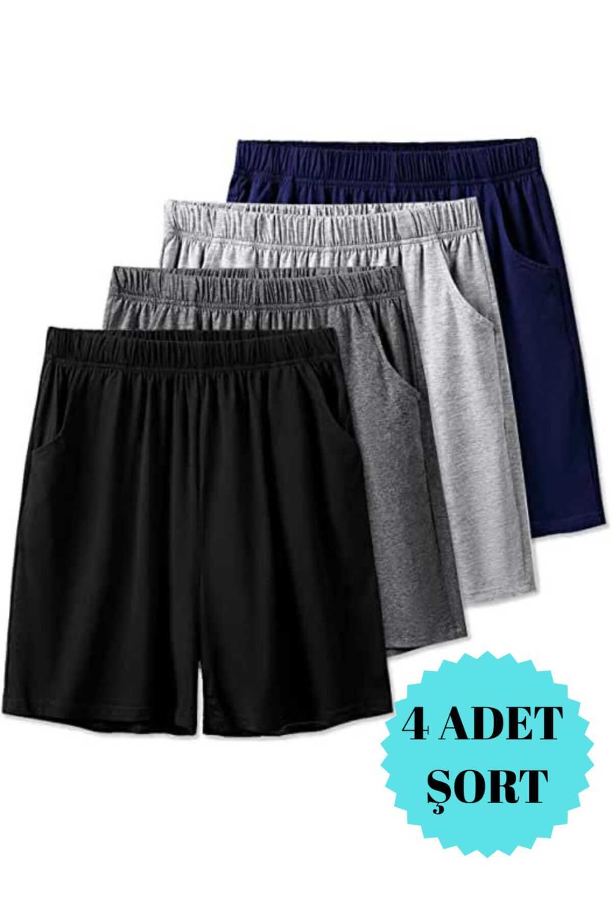 FUNSTYLE Kadın Düz Kesim Rahat Kalıp 4'Lü Şort
