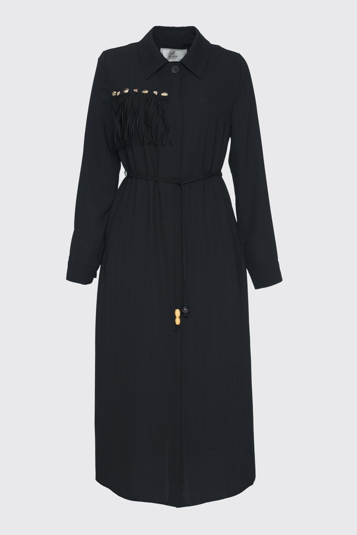 Zühre-Black Wear and Go with Seashell Detail and Tassels Gc-0234 2