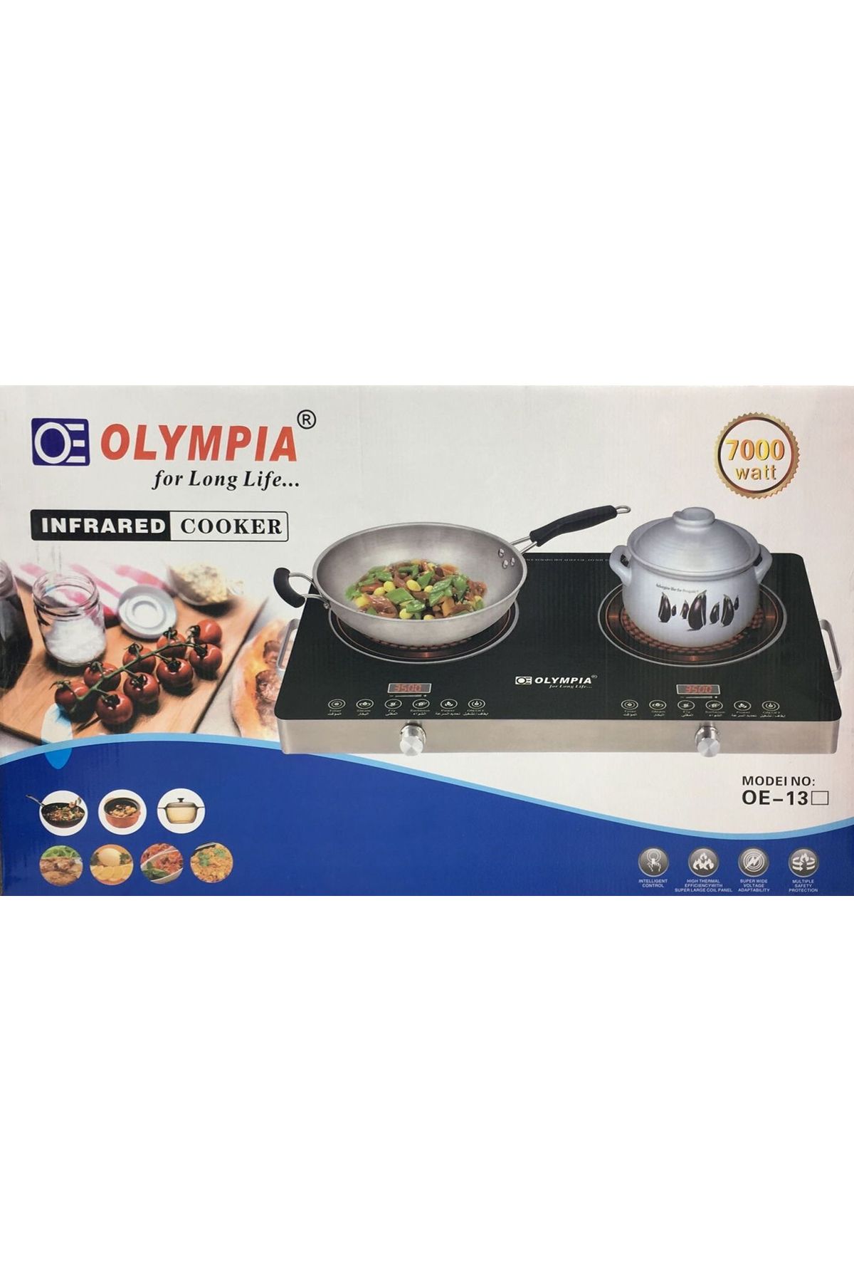 Olympia-Dual Burner, Infrared Cooker, 7000W Electric Cooktop, Sensor Touch & Knob Control, 4 Hours Timer, Te 6