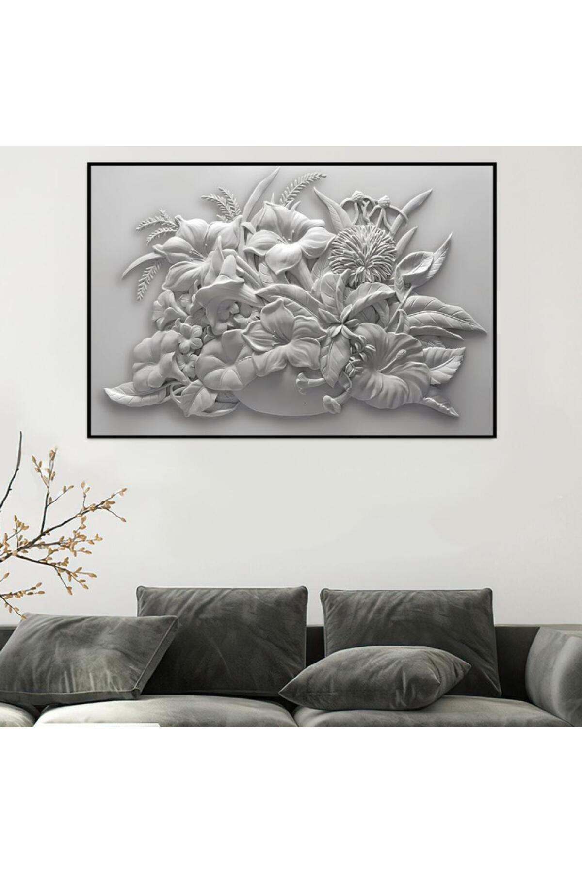 SND-Beautiful Art Design Printed Gypsum Canvas Wall Art with Black Frame, 60x90cm 3