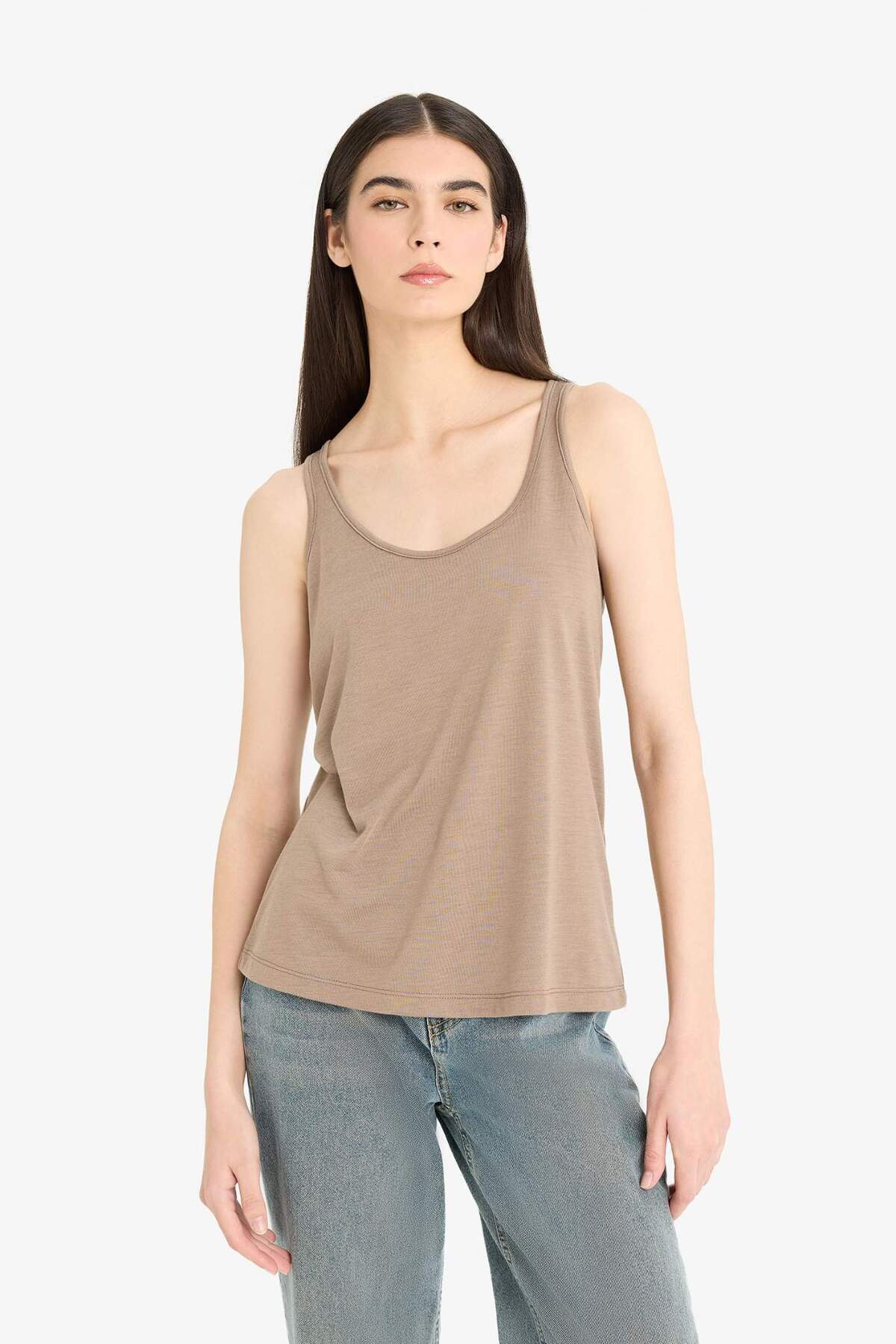 DeFacto-Regular Fit Basic Plain Round Neck Basic Plain Undershirt F3618Ax25Sm 3