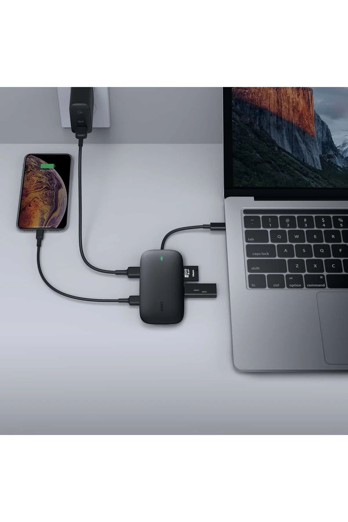 AUKEY-Aoki 8-in-1 USB-C Hub with 100W Charging, 4K HD Network Port, Card Reader, and 3 USB 3.0 Ports 6