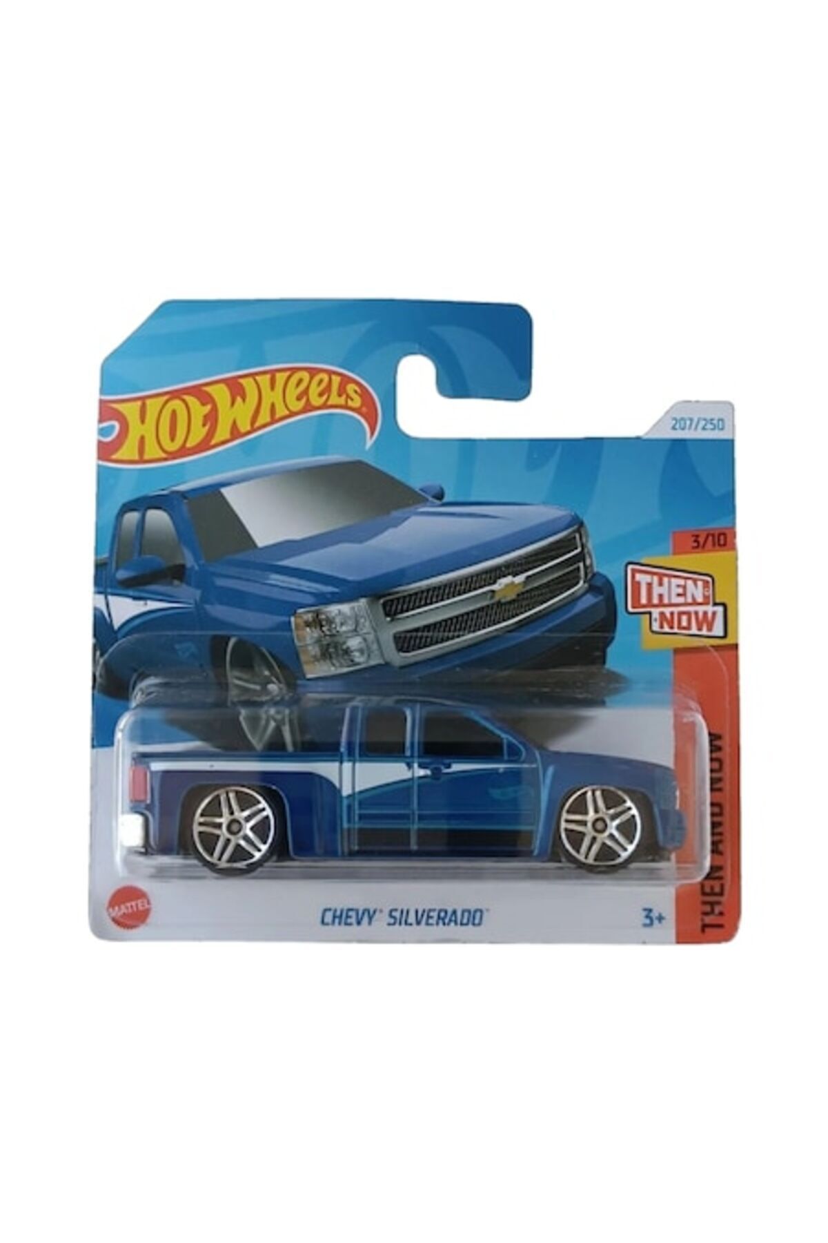 Masinuta Metalica Hot Wheels, Chevy Silverado, Colectia Then and Now - Editia 2024, Albastru, 1:64