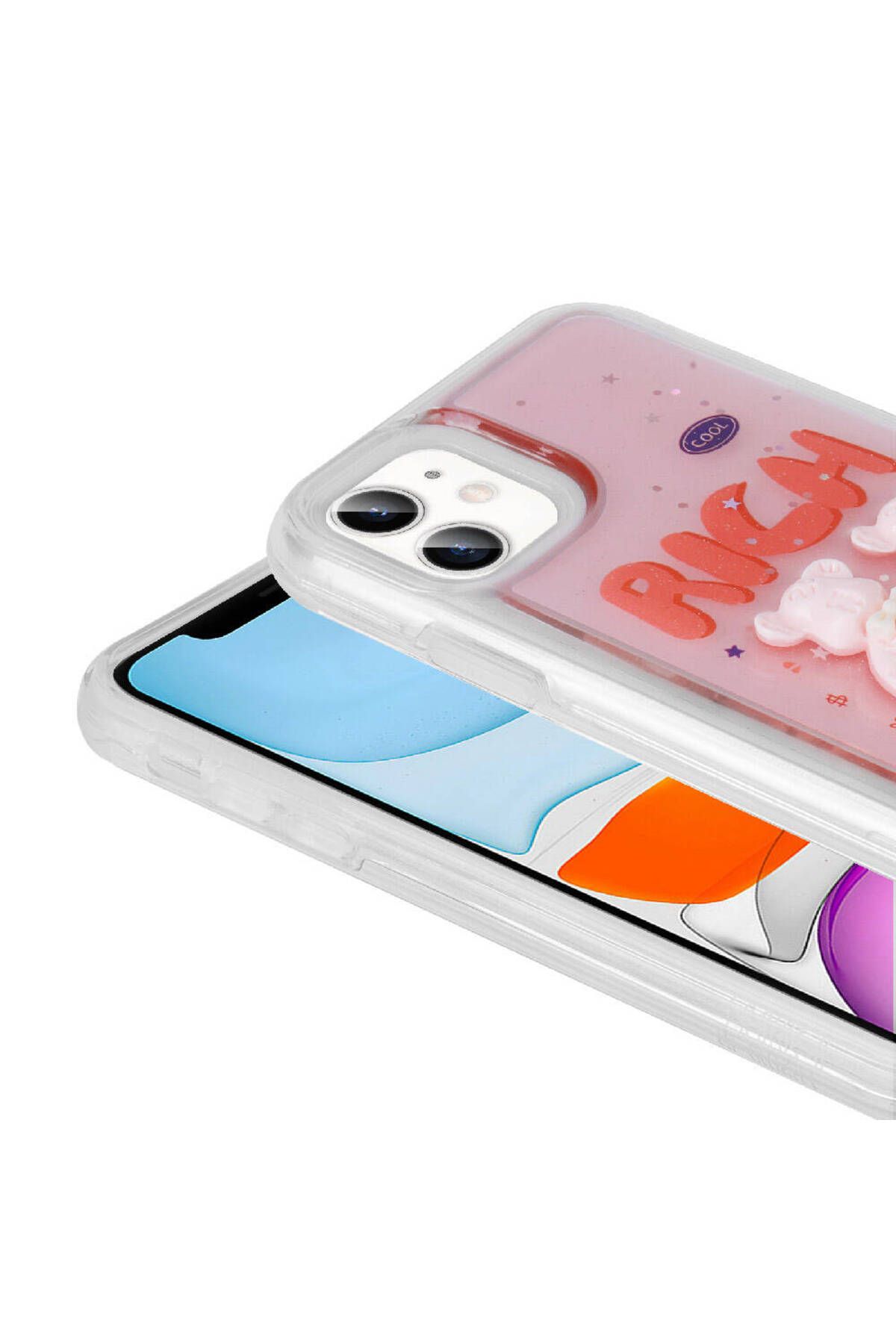 Cep Plus-حافظة سيليكون مينيميني لامعة متوافقة مع هاتف iPhone 11 مع شكل منقوش - وردي 5