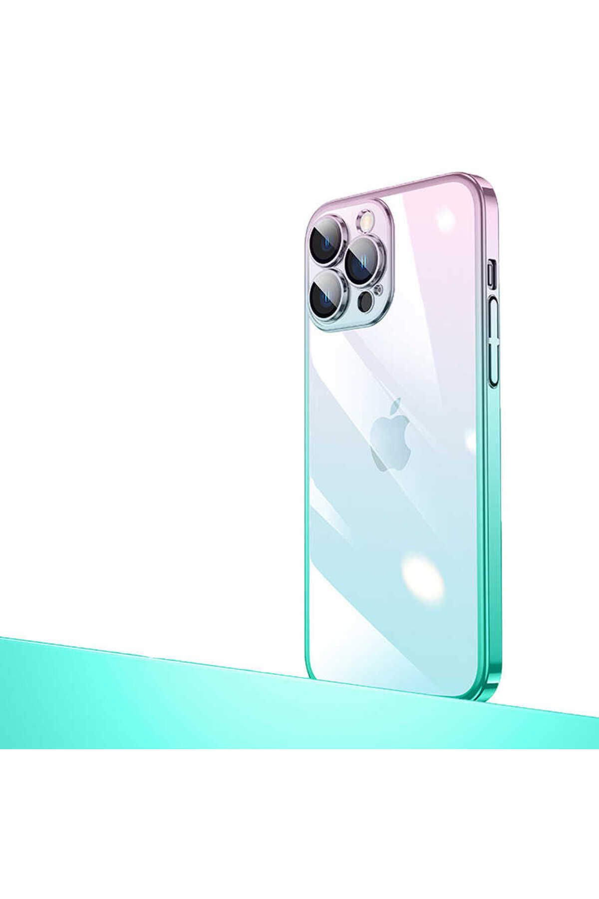 Cep Plus-حافظة مزامنة CPPL متوافقة مع هاتف iPhone 12 Pro Max مع حماية للكاميرا متغيرة الألوان - وردي-أزرق 1