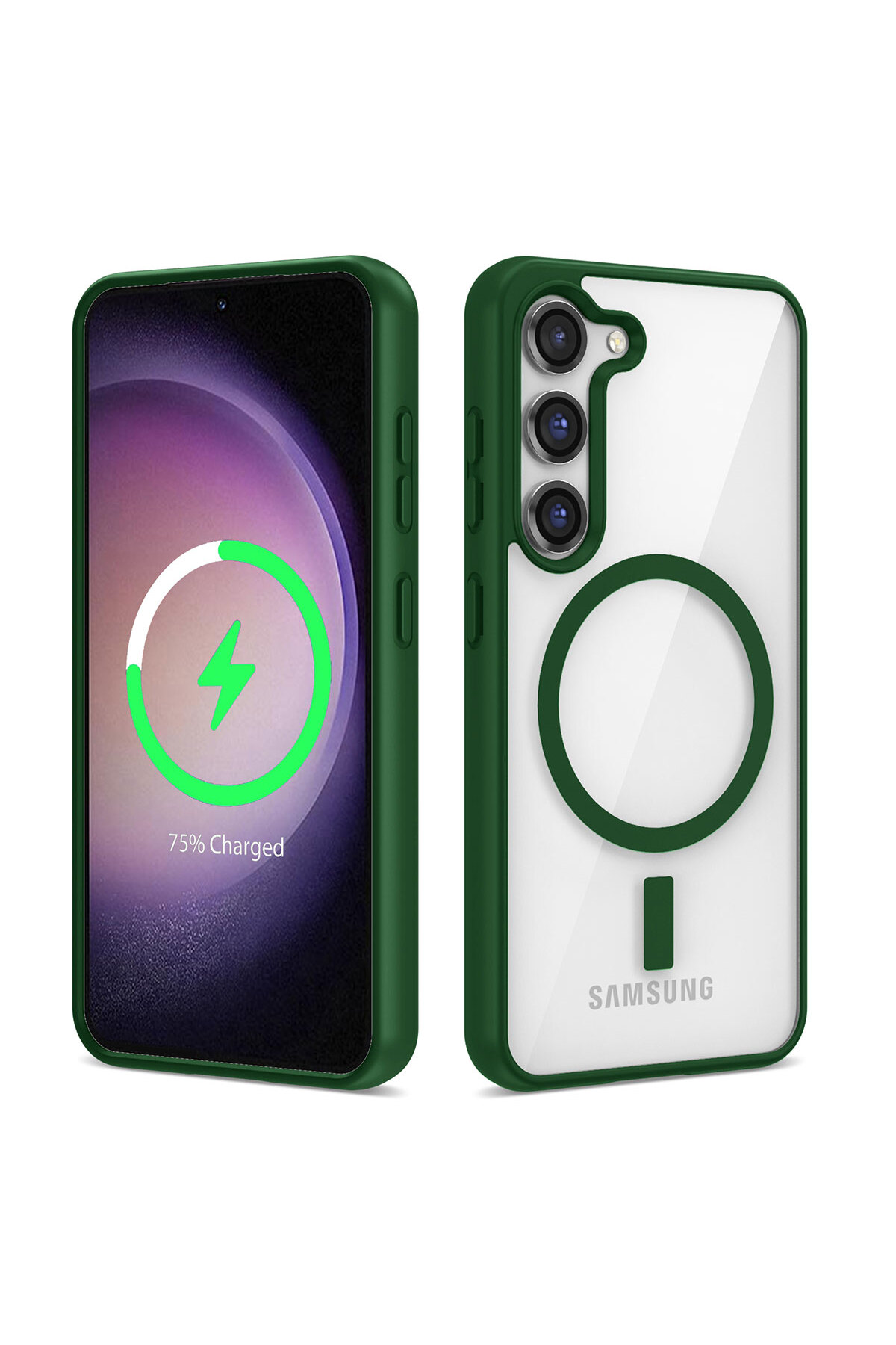 Galaxy S22 Uyumlu Magsafe Wireless Şarj Özellikli Silikon CPPL Ege Kılıf-Yeşil