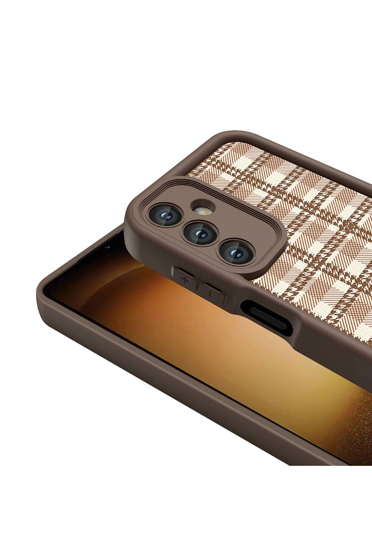 Cep Plus-Galaxy A15 Case Printed Back Surface with Camera Protection Cppl Classy Cover - Light Brown 7