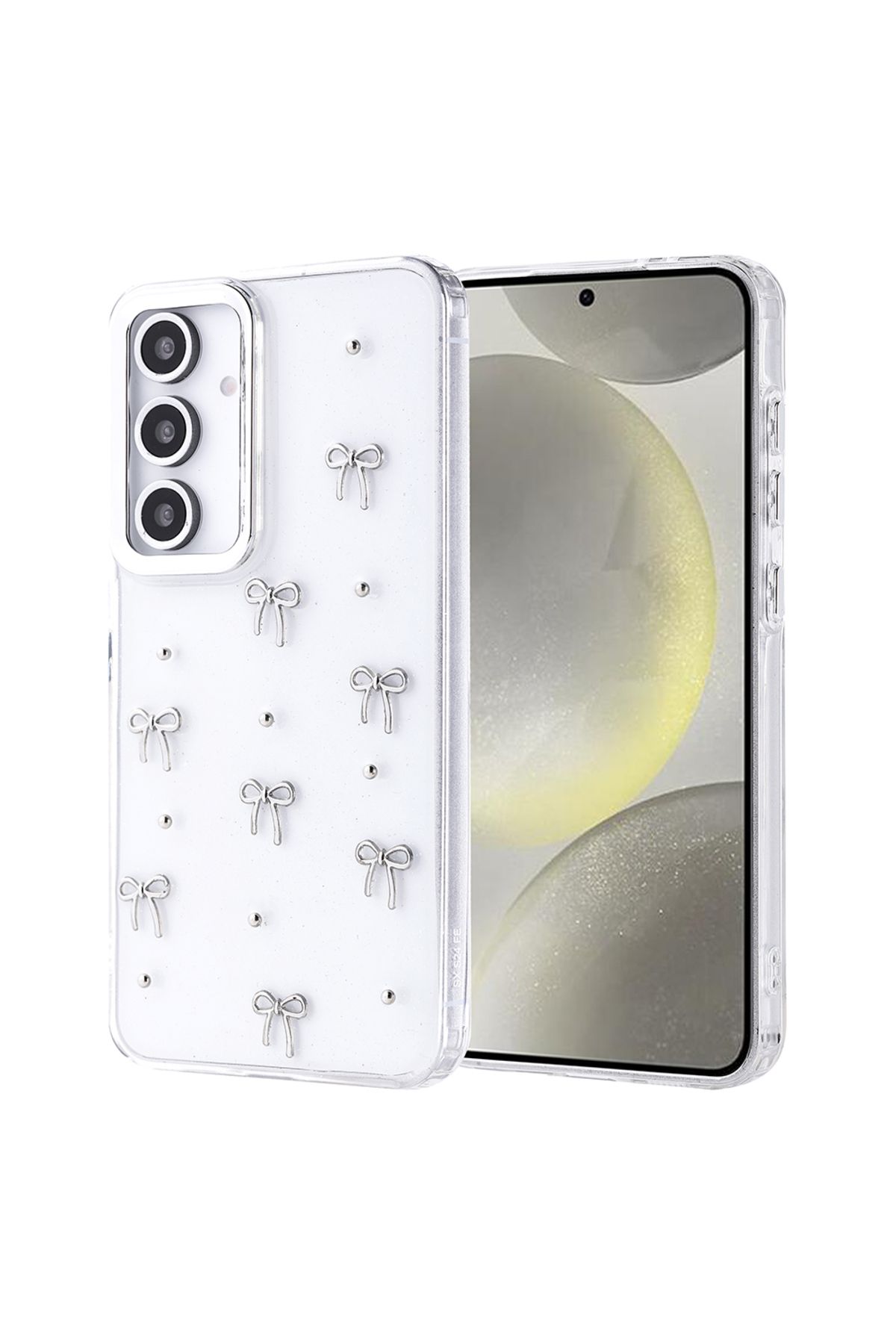 Cep Plus-حافظة Galaxy S24 FE غطاء شفاف لامع CPPL مع تصميم وسادة هوائية - فيونكة 1