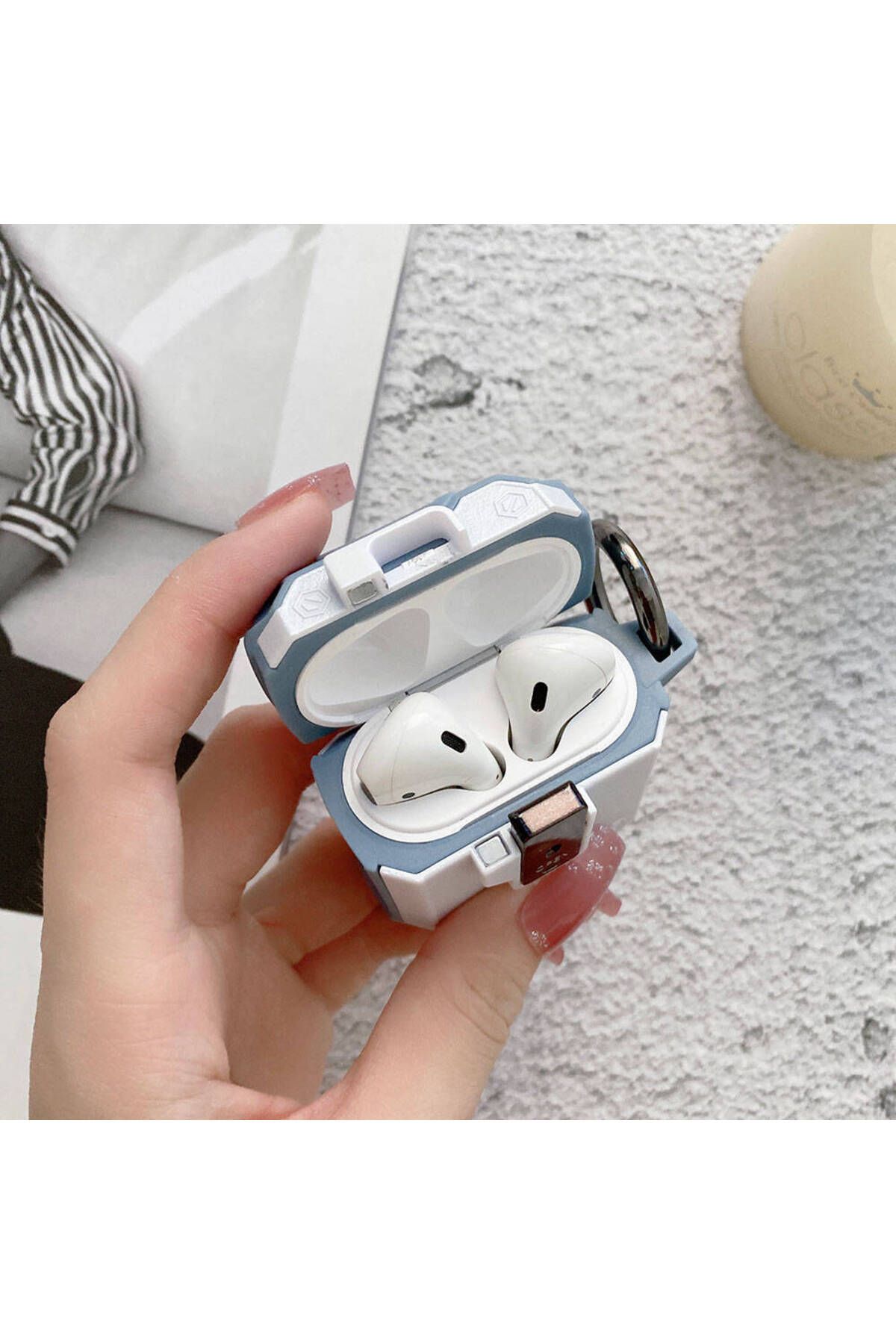 Cep Plus-حافظة Air-Pods CPPL Airbag 35 مقاومة للصدمات مع زر - أحمر 2