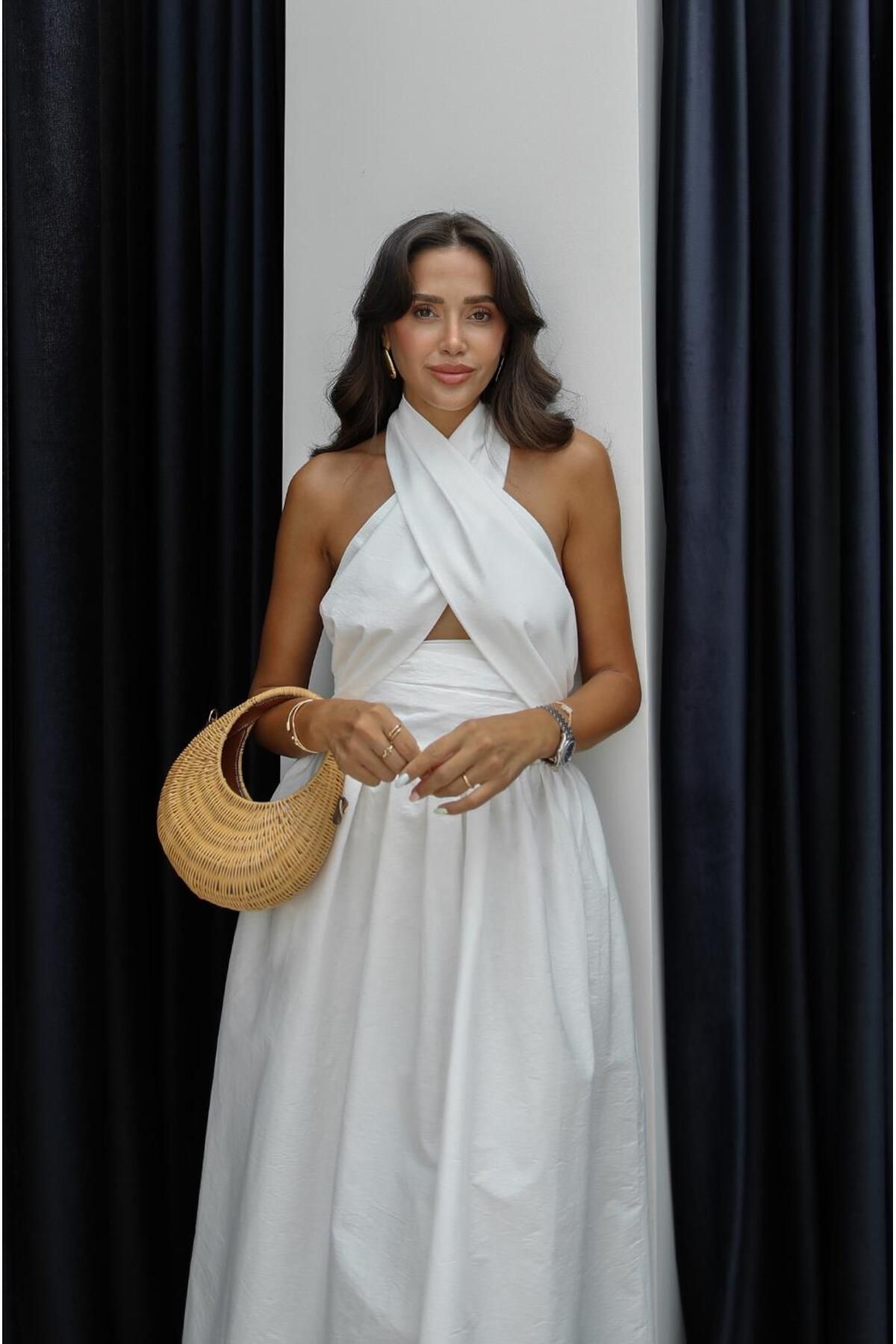 Havoş-Rochie Ecru Criss Halter 5