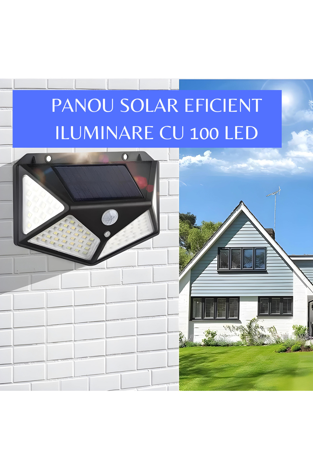 Generic-Set of 2 solar-powered lamps with dusk, motion and light sensors, 3 levels 100 x LED 3