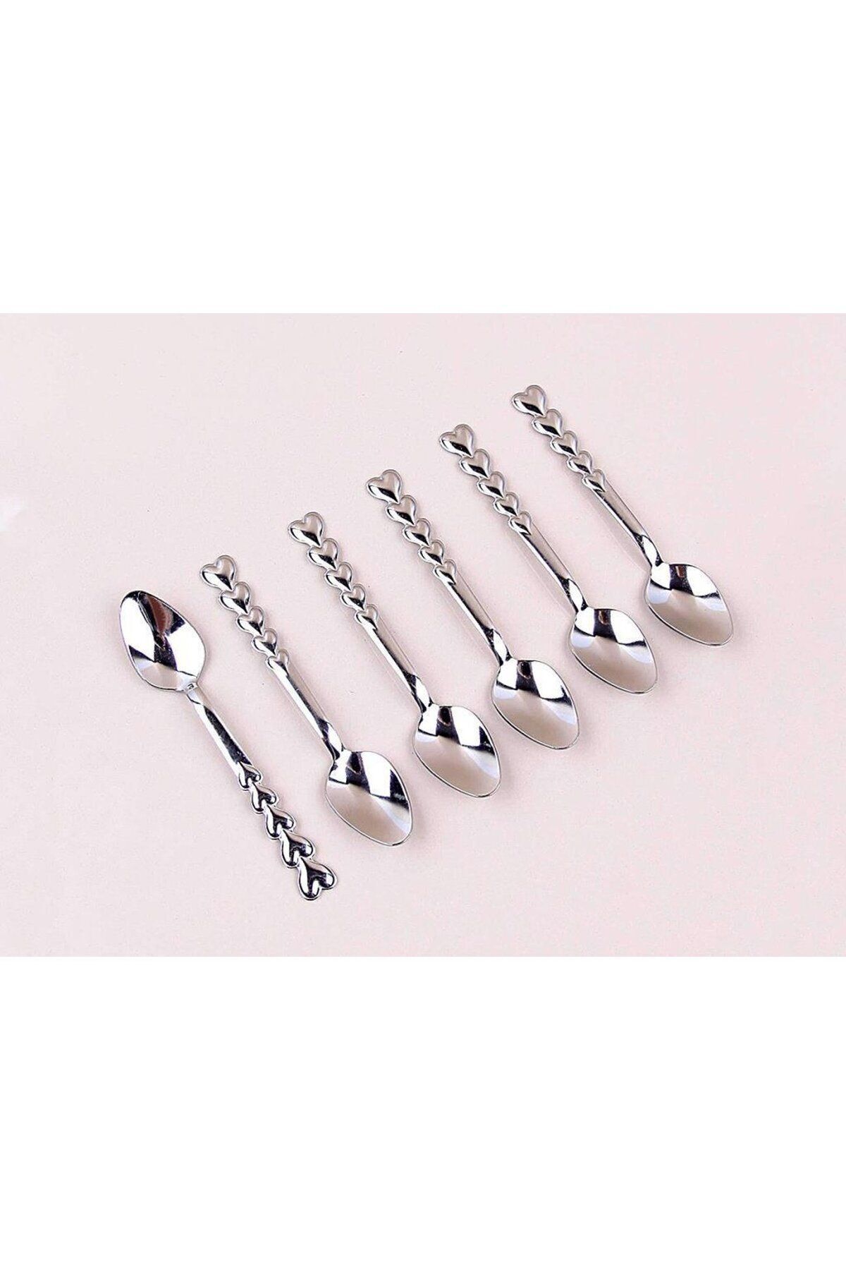 Yüsra Home 12 Pieces of Stainless with Heart (Luxury Teaspoon Stick Model)