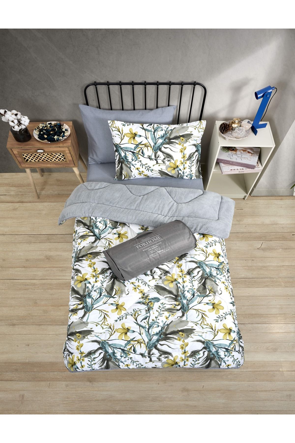Sudemhome-Single Welsoft Sleeping Set Double Sided Wellsoft Fluffy Fleece Quilt and 100X200 Elastic Sheet 5