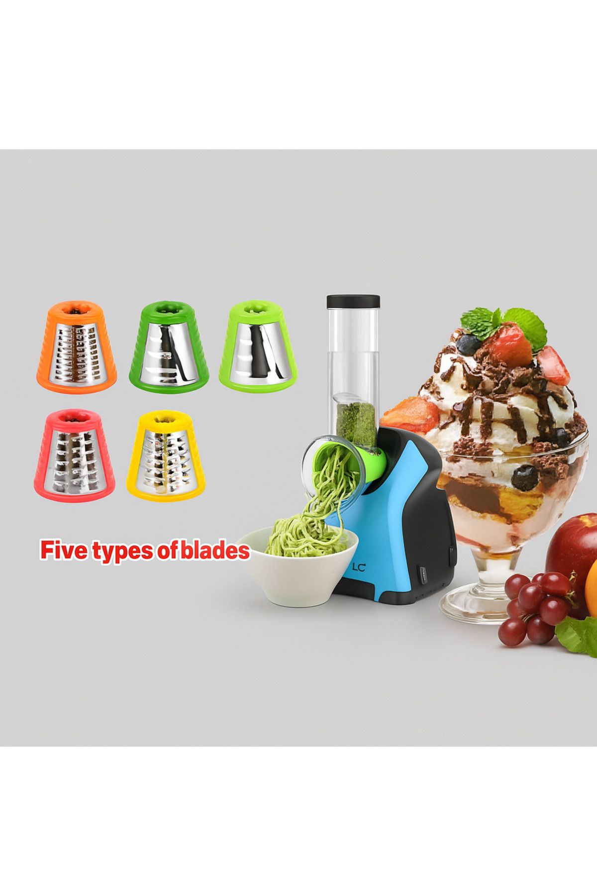 DLC-2-in-1 Vegetable Chopper and Fruit Ice Cream Maker - 250W with 5 Multi-Purpose Blades 2