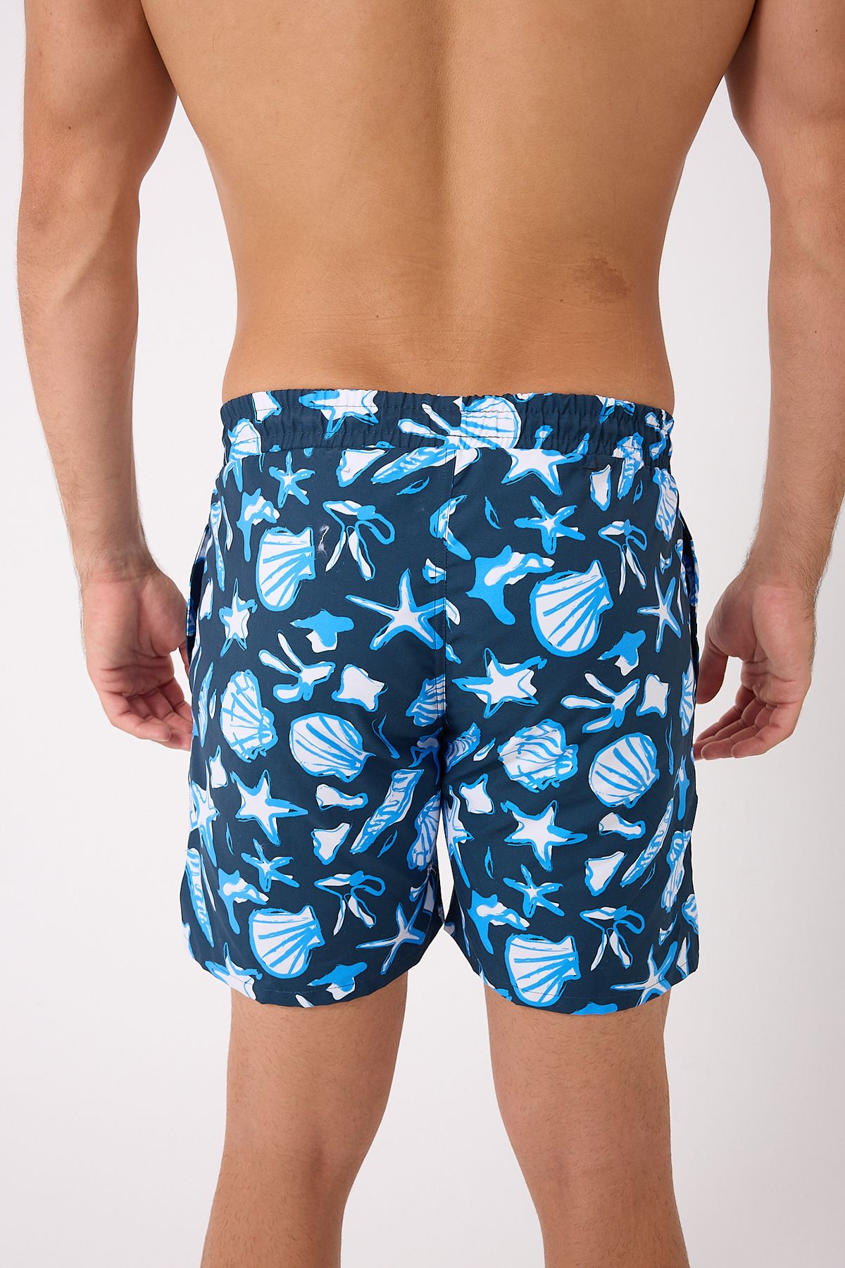 DOMİN SPOR-Patterned Men's Swim Shorts with Pockets and Mesh Dmn105003 8
