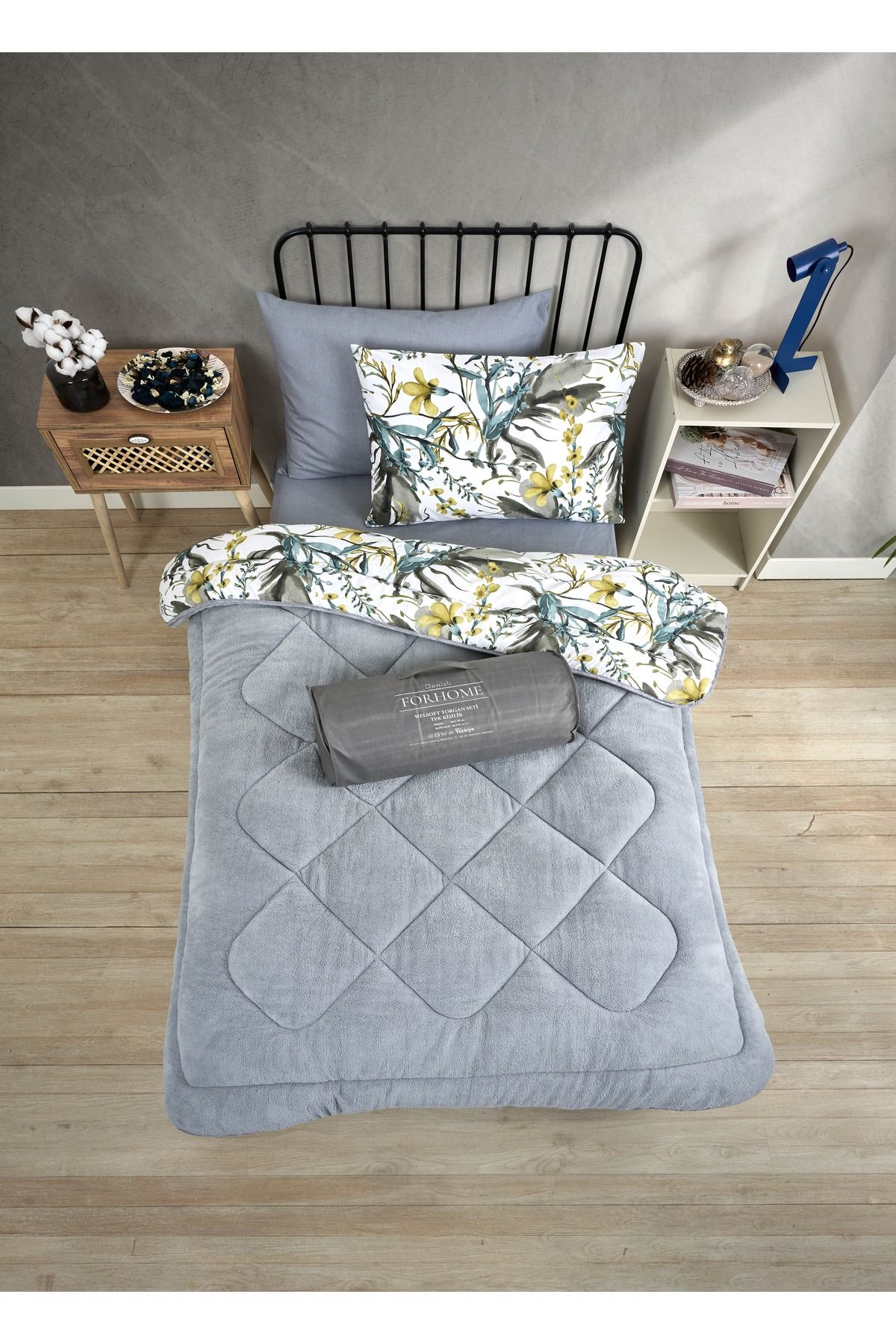 Sudemhome-Single Welsoft Sleeping Set Double Sided Wellsoft Fluffy Fleece Quilt and 100X200 Elastic Sheet 2