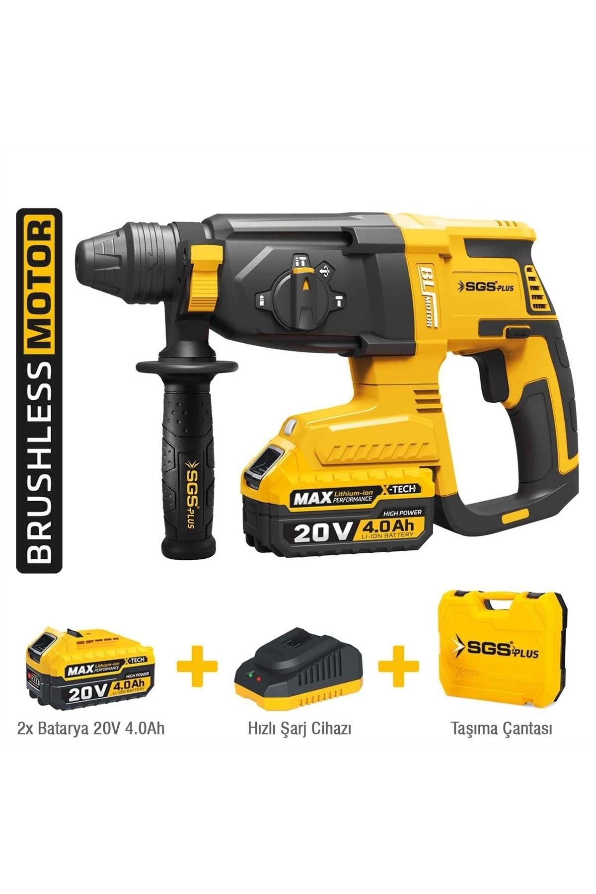 Sgs 5521 Şarjlı Kırıcı Delici Matkap Seti 20 Volt 4 Ah Kömürsüz