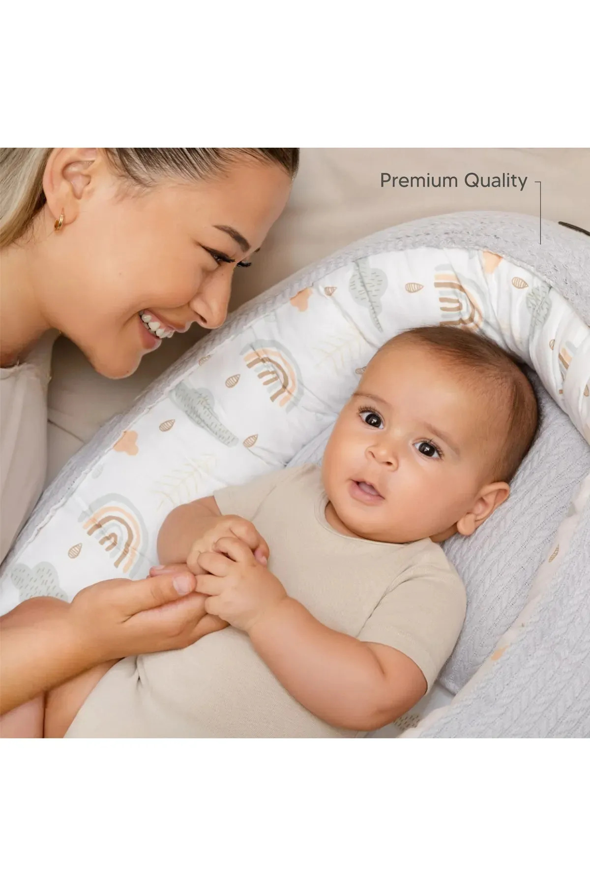 WichoBaby Premium Usa Cpsa/cpc Sertifikalı Babynest, Kurşun/ftalat Içermez, Nefes Alabilir, %100 Pamuk. *gri* fotoğrafı 2 (önizleme)