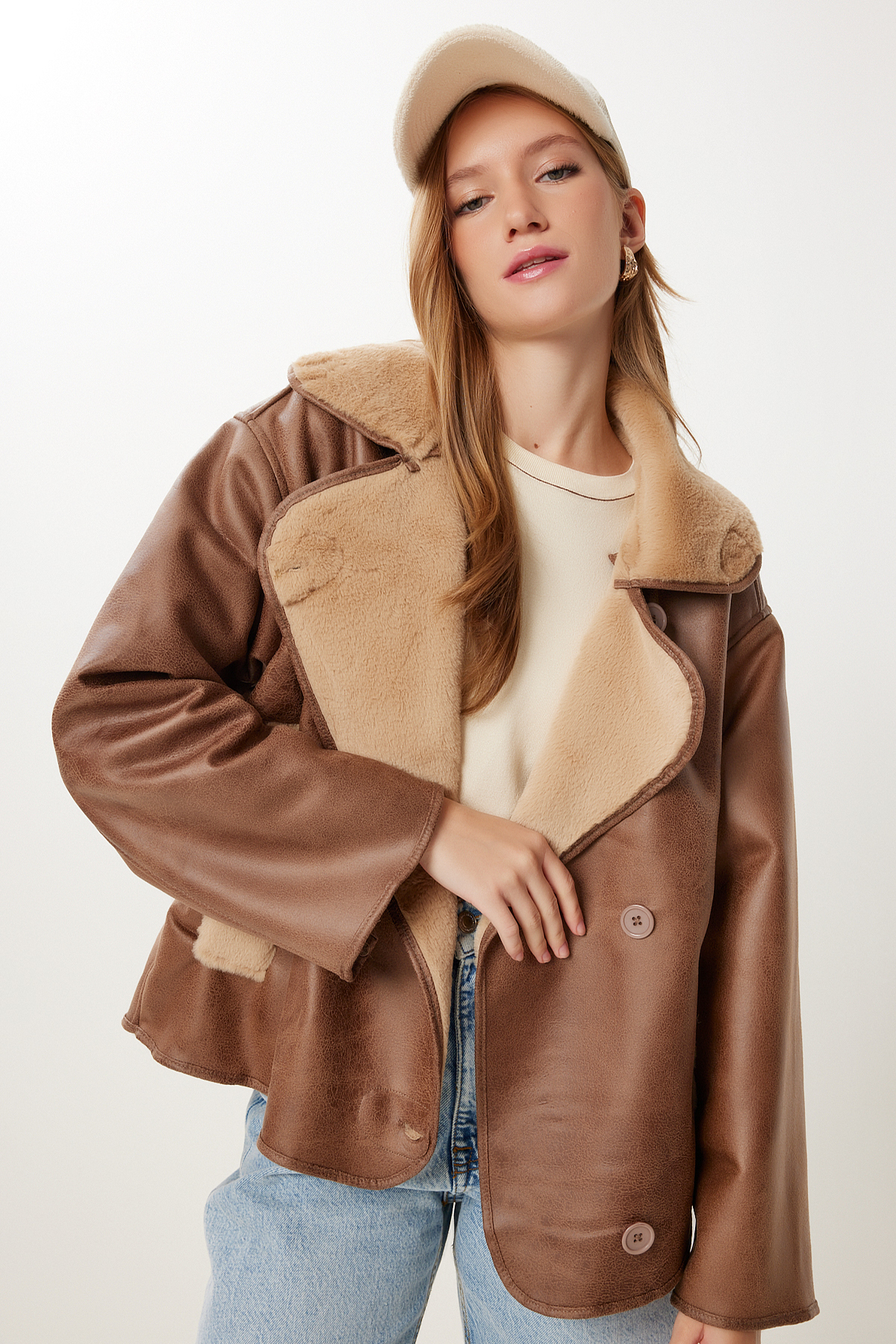 Cos Kurze Jacke Wolle KASTENFÖRMIGE WOLLJACKE AUS DOUBLEFACE-MATERIAL