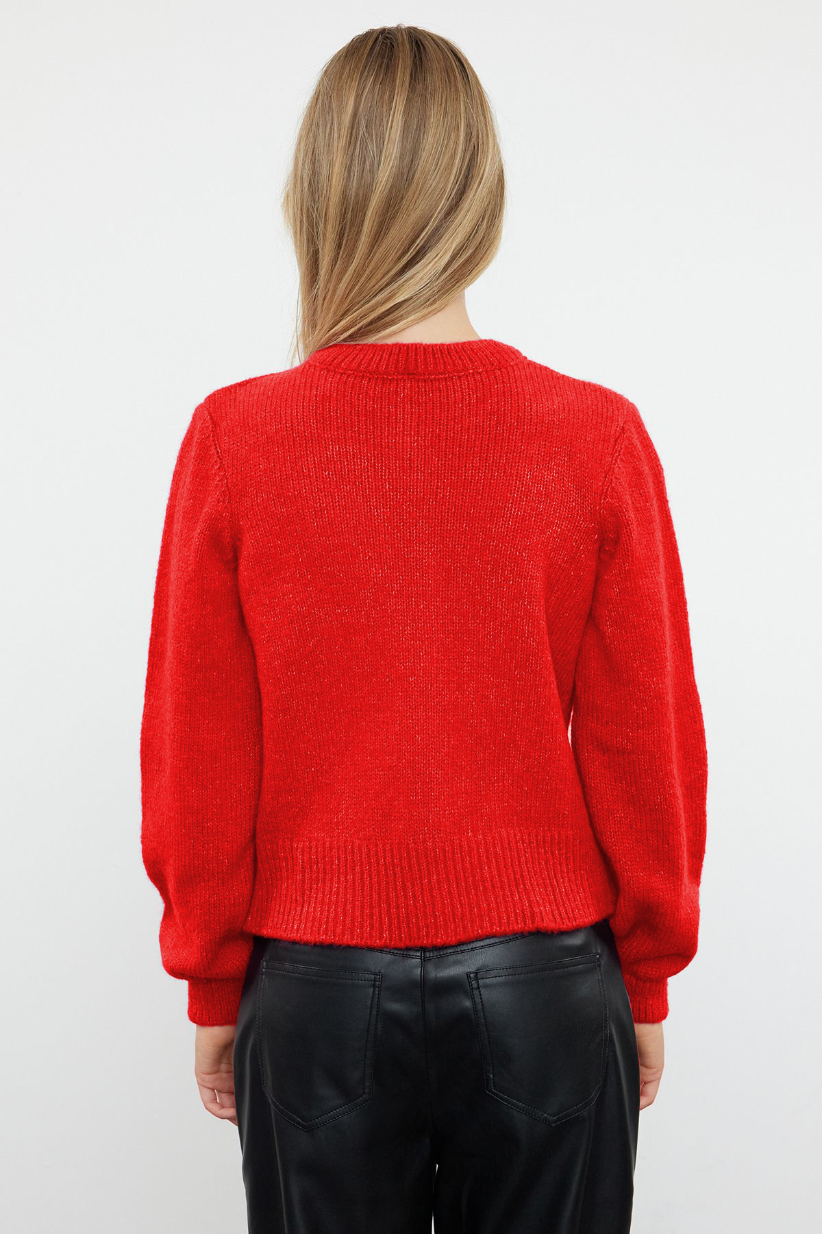 Trendyolmilla  Nar Çiçeği Yumuşak Dokulu Mücevher Düğmeli Ceket Görünümlü Triko Hırka TWOAW21HI0034 - Görsel 5