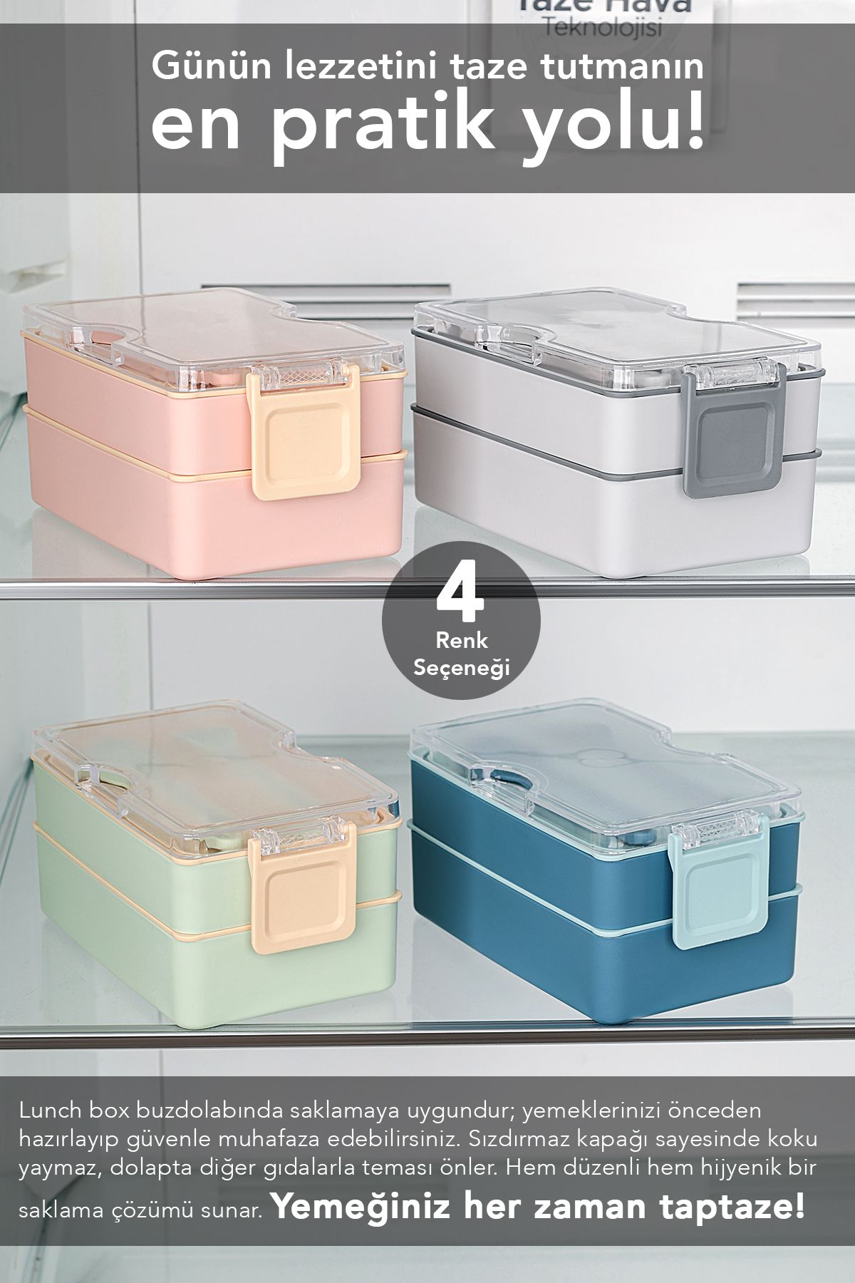 Meleni Home-2 Layer Ziplock Lunch Box - Lunch Box with Self Fork Spoon Lunch Box Storage Container Gray 5