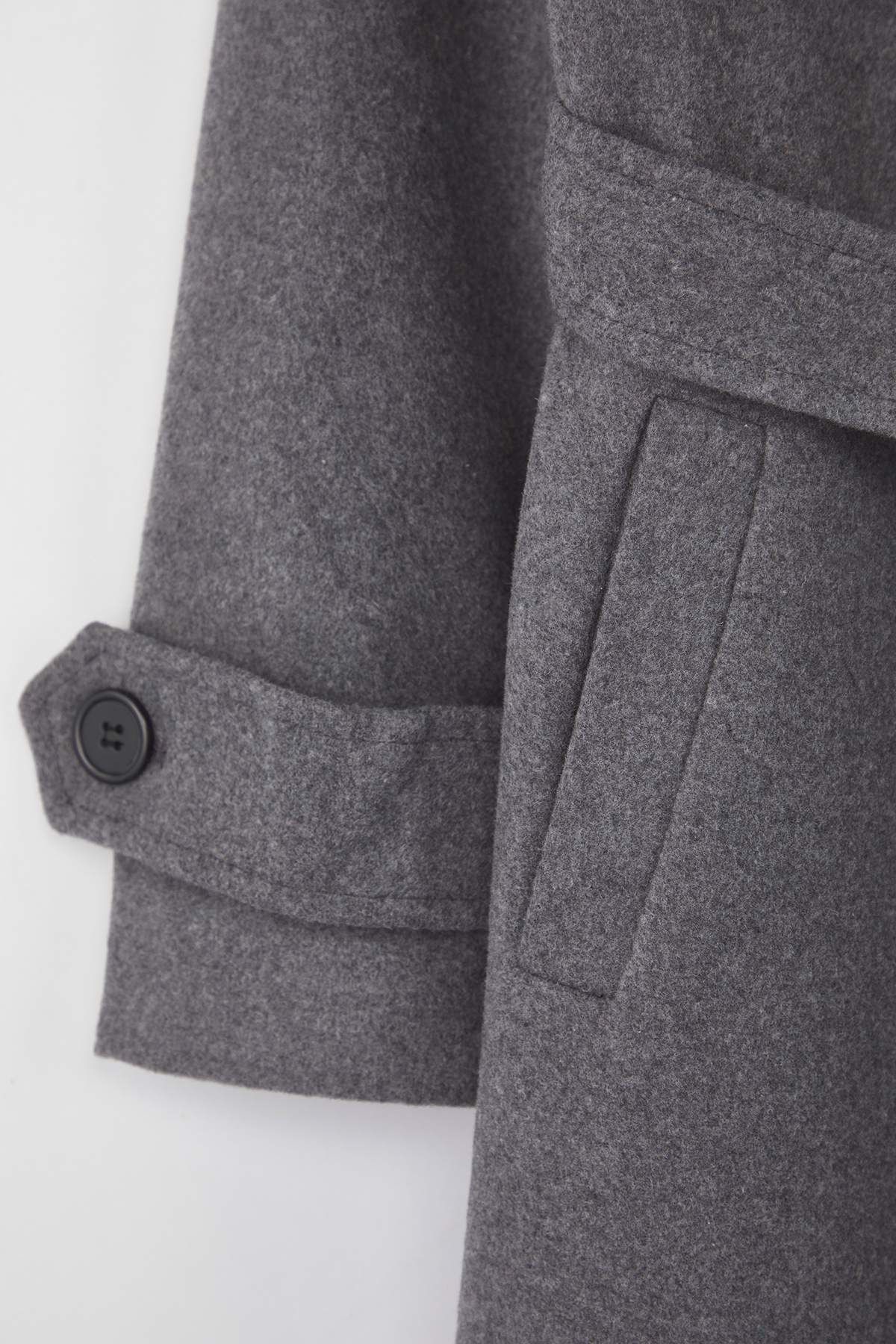 Trendyol Curve-Grauer zweireihiger Oversize-Mantel in Übergröße mit langem Schnallenmuster TBBAW25DD00011 6