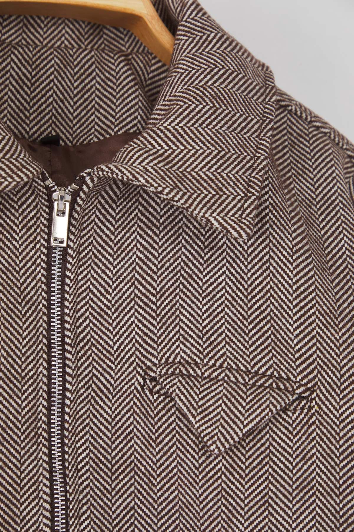 Trendyol Collection-Brown Houndstooth Pattern Oversize Fit Bomber Slim Plus Size Jacket Coats Twoaw26Aw00018 6