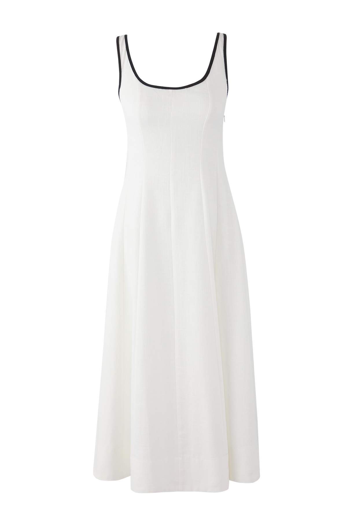 Trendyolmilla  Ekru Keten İçerikli Düz Midi Dokuma Elbise TWOSS25EL00895 - Görsel 5