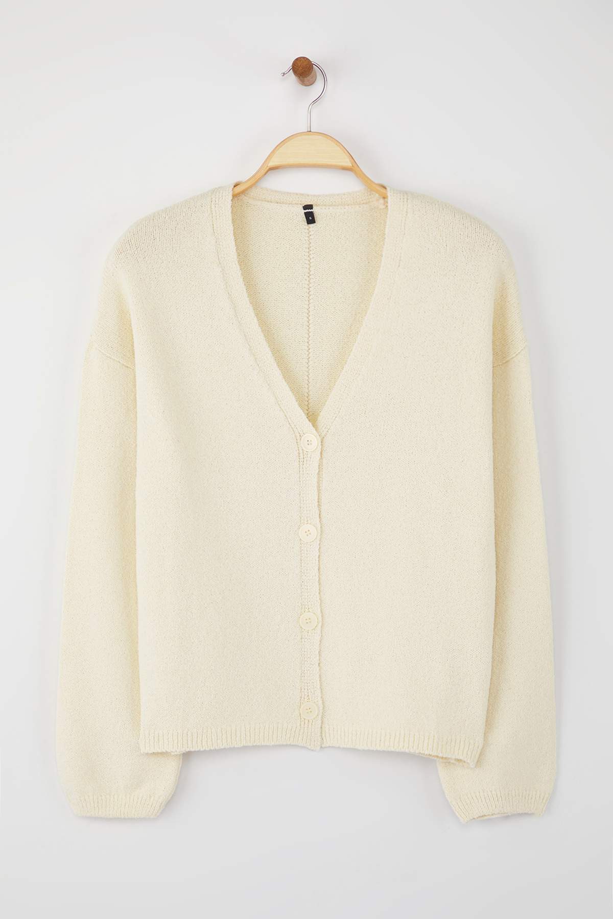 Trendyolmilla  More Sustainable Ekru Pamuk Karışımlı Kalıp Triko Hırka TWOAW26HI00107 - Görsel 5