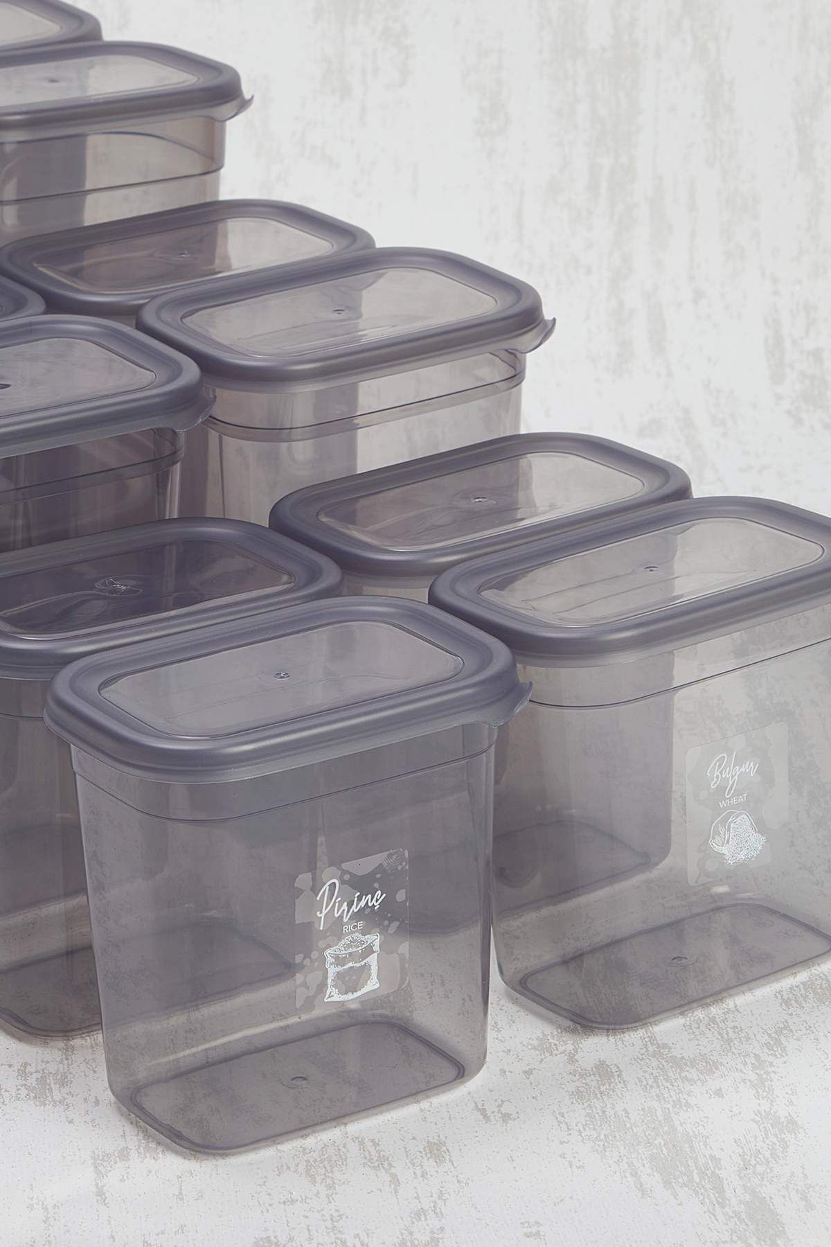 Trendyol Collection-Set of 12 Plastic Label Storage Containers 4X(1900ml, 1500ml, 1150ml)Tphss25Skb00001 3