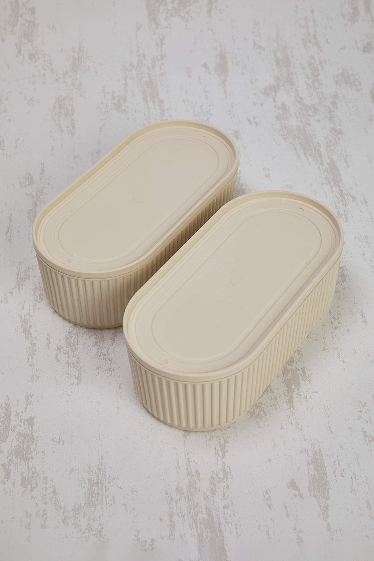 Trendyol Collection-Set of 2 Practical Storage Containers with Elastic Bands 2X(1100 ml) Tphss25Skb00005 2