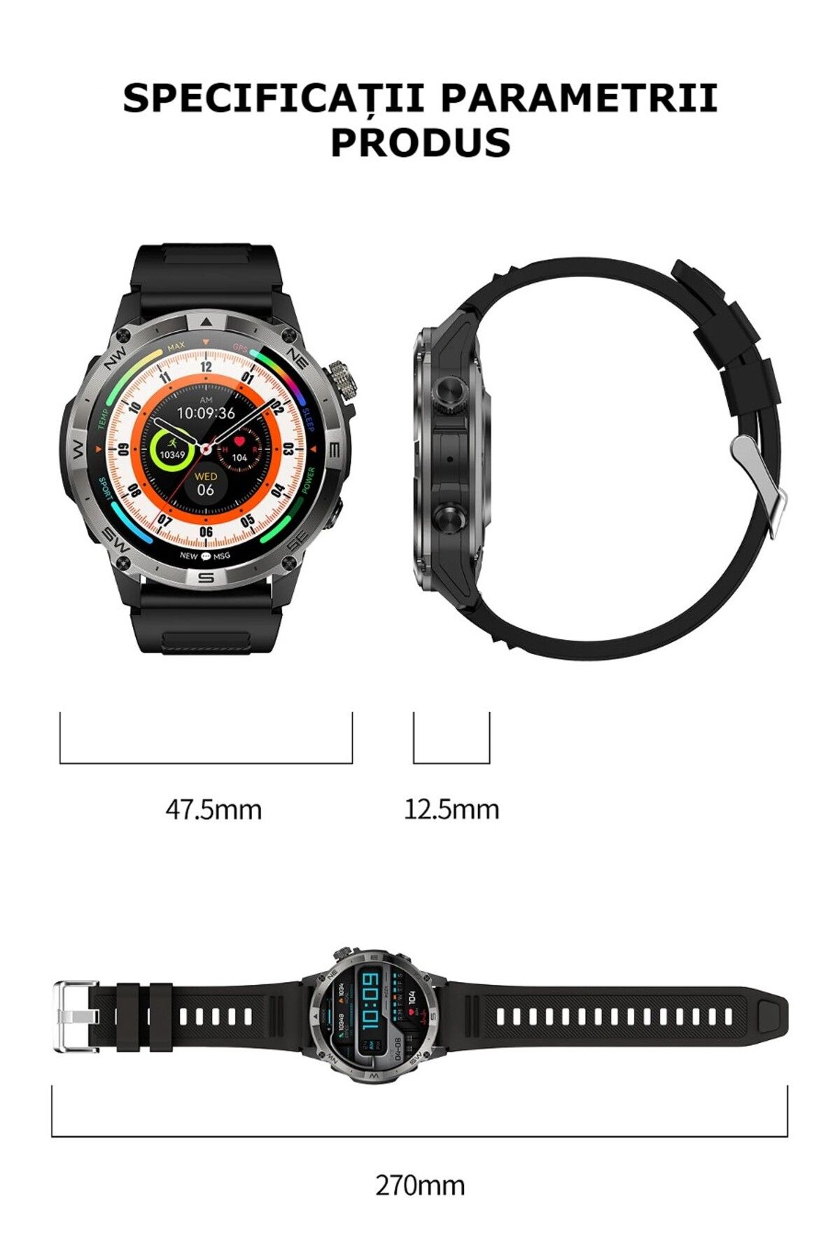 GBV LOGIC-Ceas Inteligent , Ecran Amoled, Ritm Cardiac, Monitorizare Somn, Gps, Nfc 6