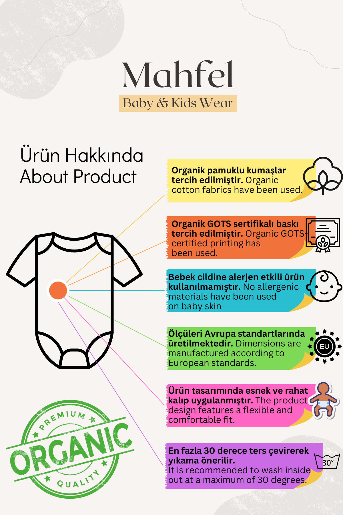 MAHFEL %100 Organik Pamuklu Çıtçıtlı Kolsuz Bebek Body Zıbın 3lü Paket fotoğrafı 7 (önizleme)