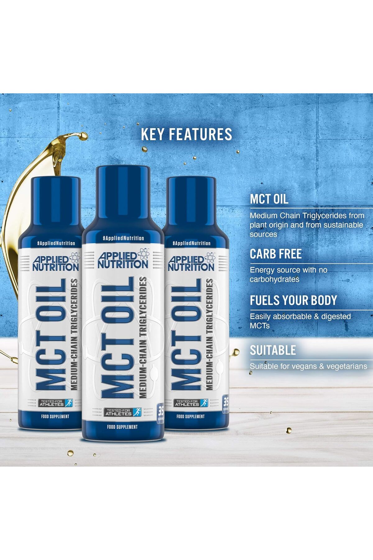 applied nutrition-Mct Oil, 490 Ml, For Paleo, Keto & Low Carb Diets, Energy Source No Carbs, (35 SERVINGS) 4