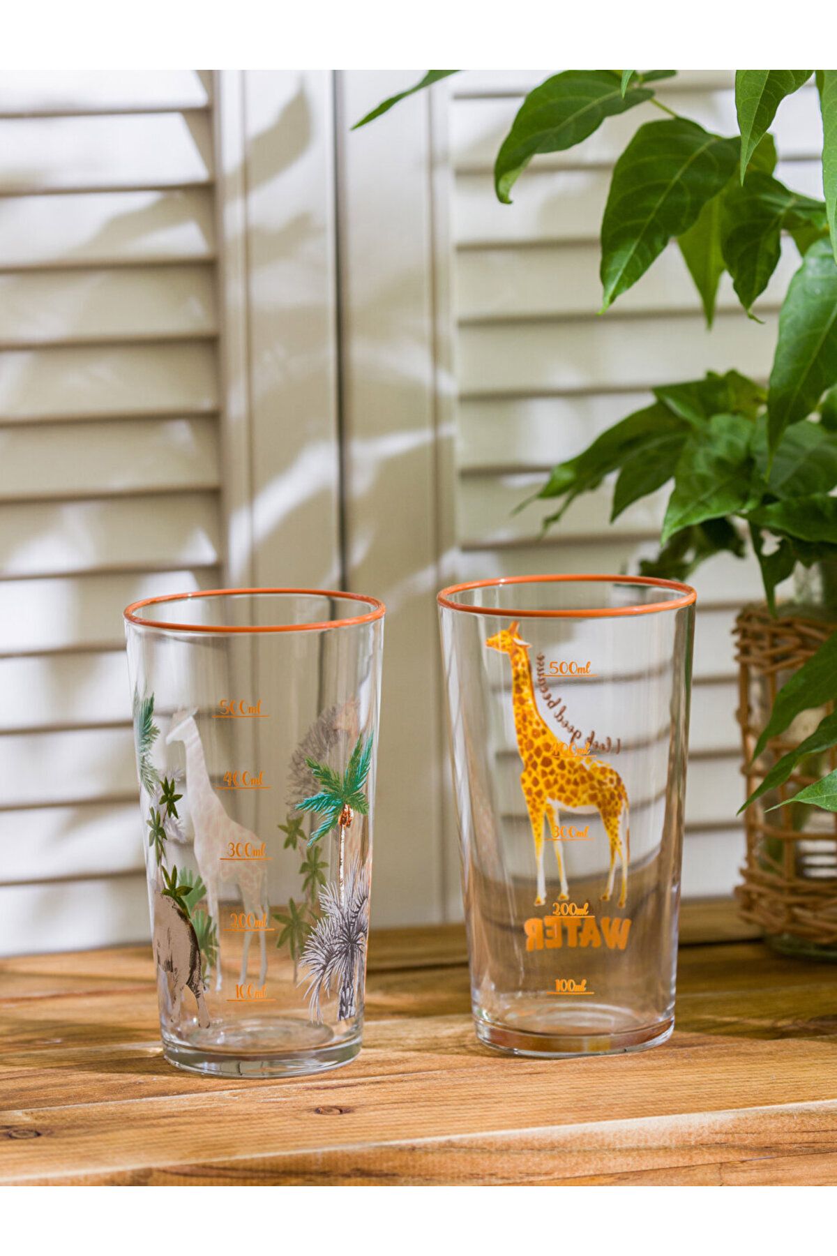 LC Waikiki-Giraffe Printed Set of 2 Glass Cups - 570 ml 3