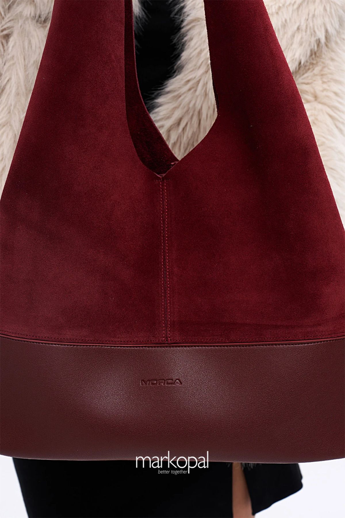 MORCA-Burgundy Genuine Suede Casual Shoulder Bag 8