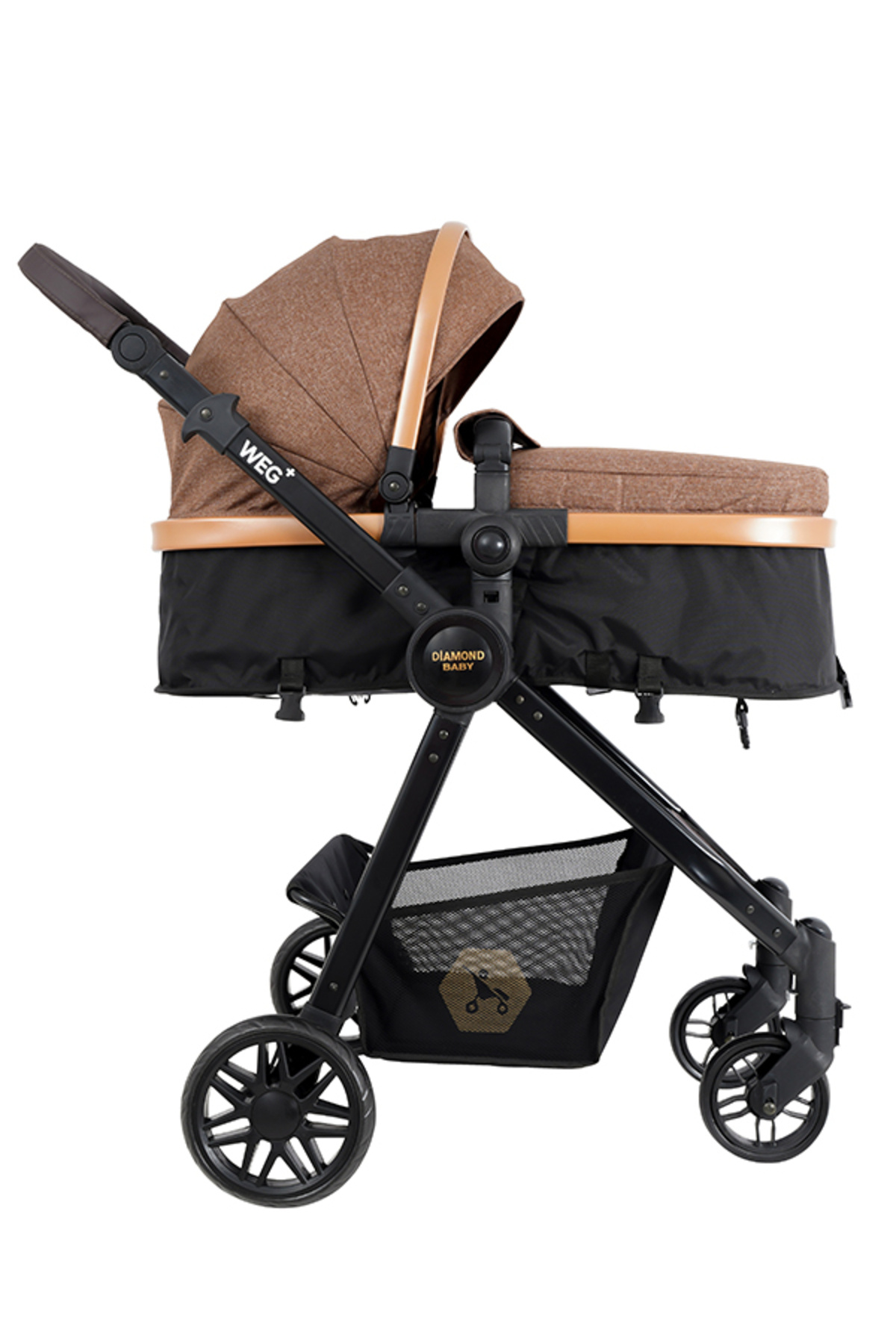 Diamond Baby Weg Travel (Seyahat Sistem) Bebek Arabası, Pusetli, Çift yönlü, Ayak Örtülü Kahverengi fotoğrafı 6 (önizleme)