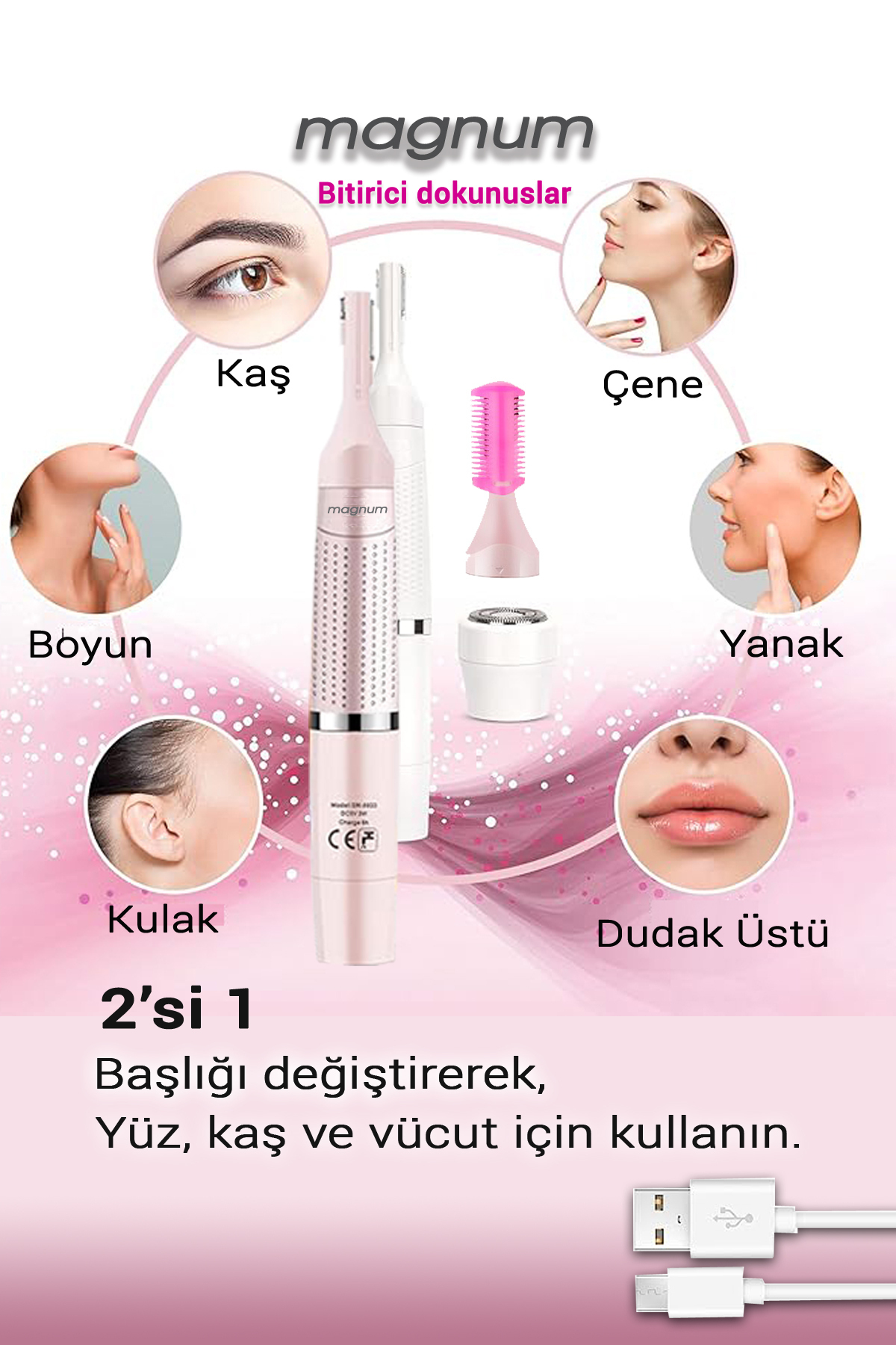 Yüz Tüy Alma Aleti Epilasyon Epilatör Kaş Düzeltme, Yüz Vücut Kıl Tüy Alma — MAG201 — تصویر 3 از 5