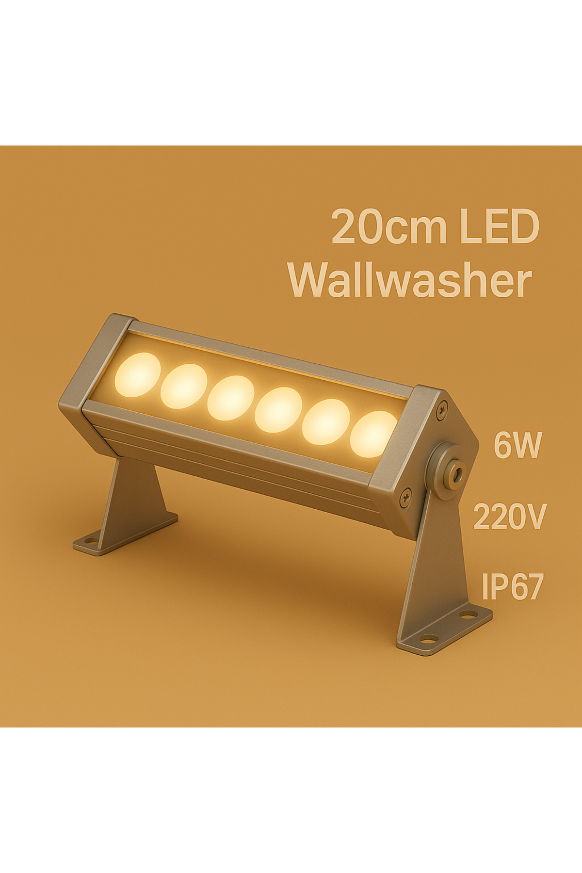 DEHALUX LIGHTING 20cm 6w Led Wallwasher Günışığı 3000k | Dış Cephe, Minare, Bahçe Aydınlatma | Iç-dış Kullanım Ip65