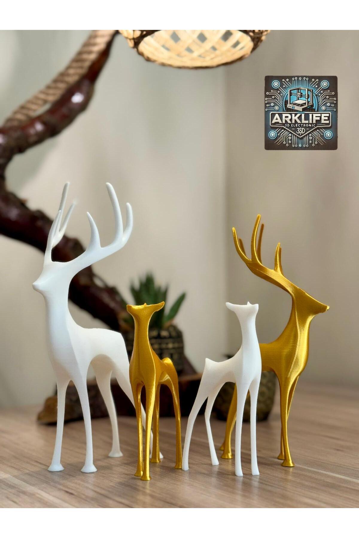 Decorative Deer Trinket Figure White Gold Gold 4pcs Family Set Home Office Stylish Shelf Ornament And Gift