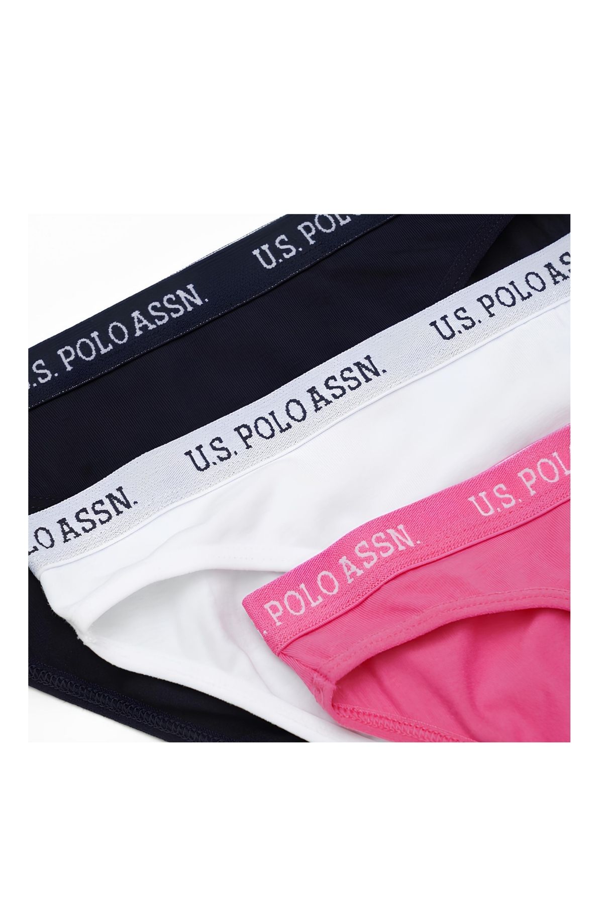 U.S. Polo Assn.-Chiloți pentru femei, bumbac, alb - fucsia - bleumarin, 3 piese 6